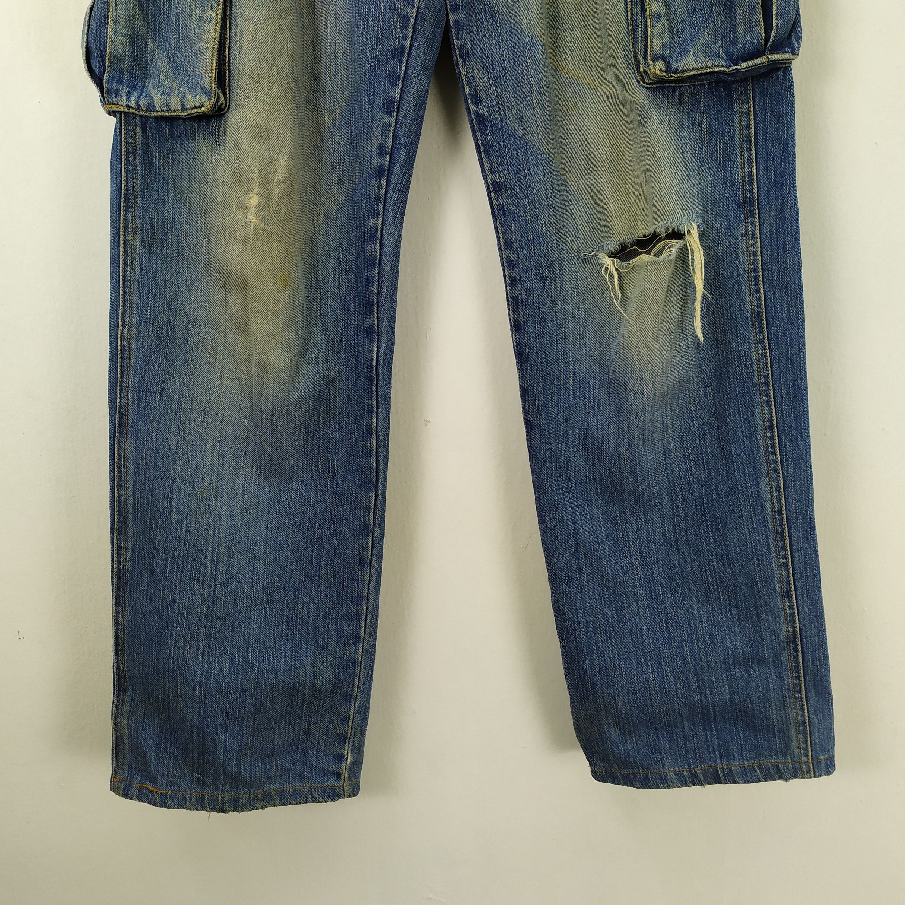 Japanese Brand × Jean × Rusty Rare! VINTAGE JAPANESE RIPPED JEANS CARGO PANTS Size US 28 / EU 44 - 6 Thumbnail