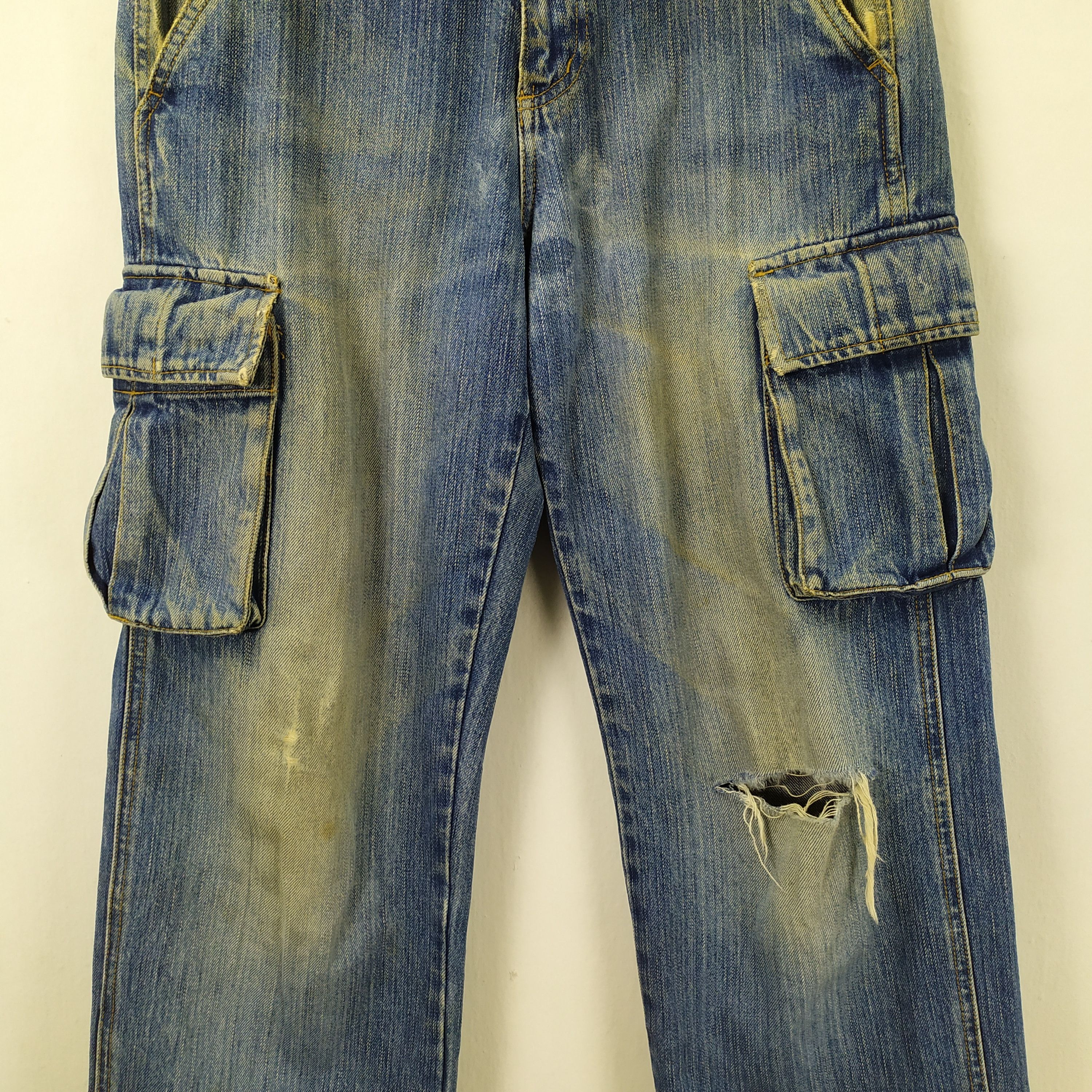 Japanese Brand × Jean × Rusty Rare! VINTAGE JAPANESE RIPPED JEANS CARGO PANTS Size US 28 / EU 44 - 7 Thumbnail