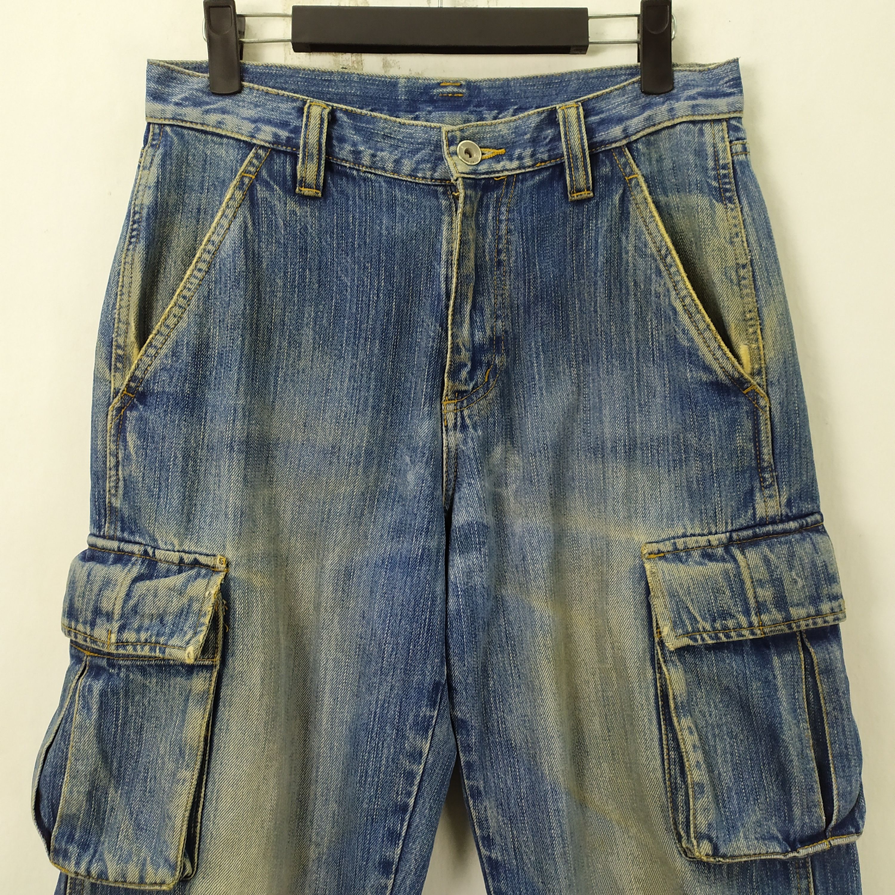 Japanese Brand × Jean × Rusty Rare! VINTAGE JAPANESE RIPPED JEANS CARGO PANTS Size US 28 / EU 44 - 4 Thumbnail
