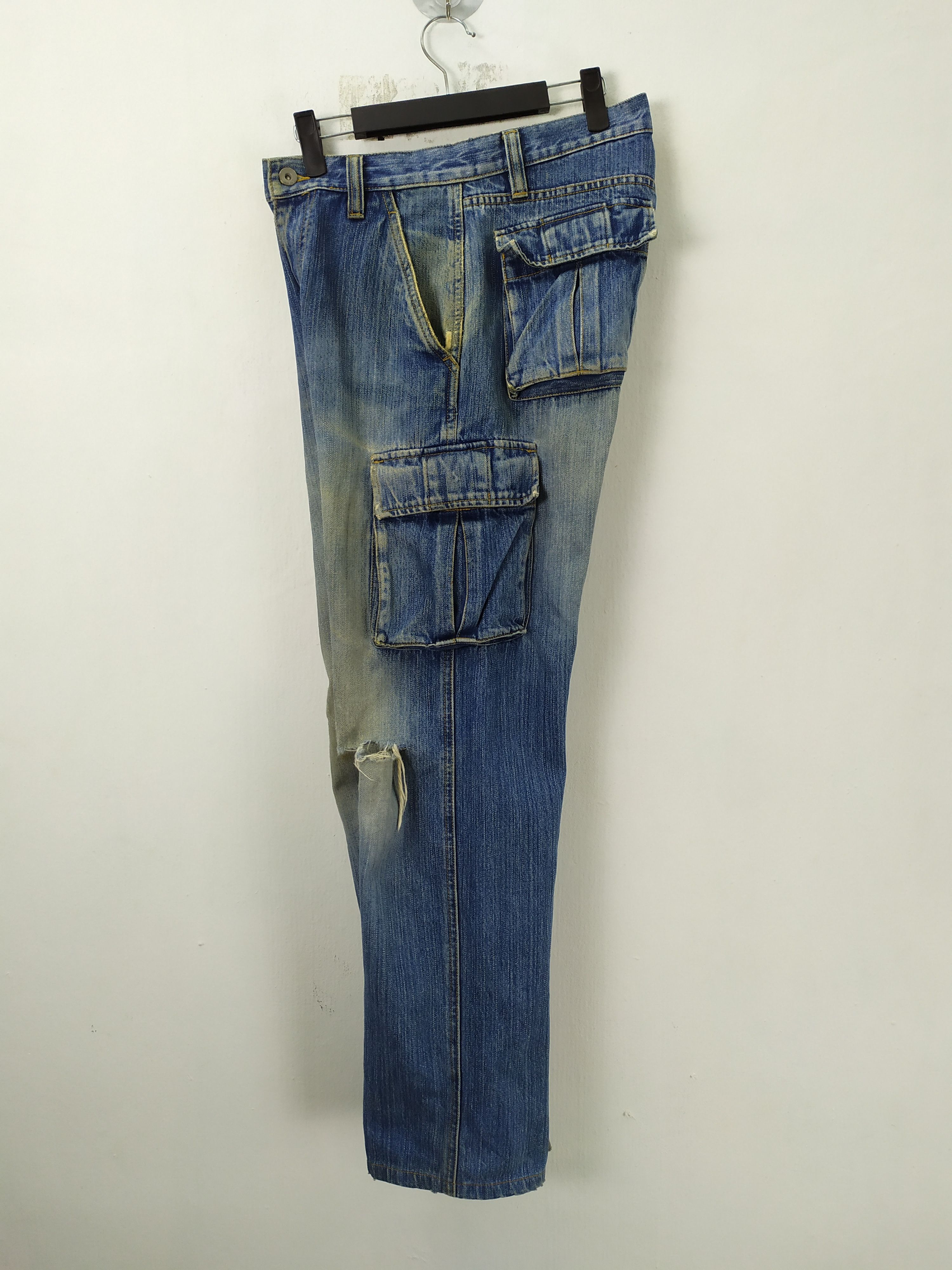 Japanese Brand × Jean × Rusty Rare! VINTAGE JAPANESE RIPPED JEANS CARGO PANTS Size US 28 / EU 44 - 16 Thumbnail