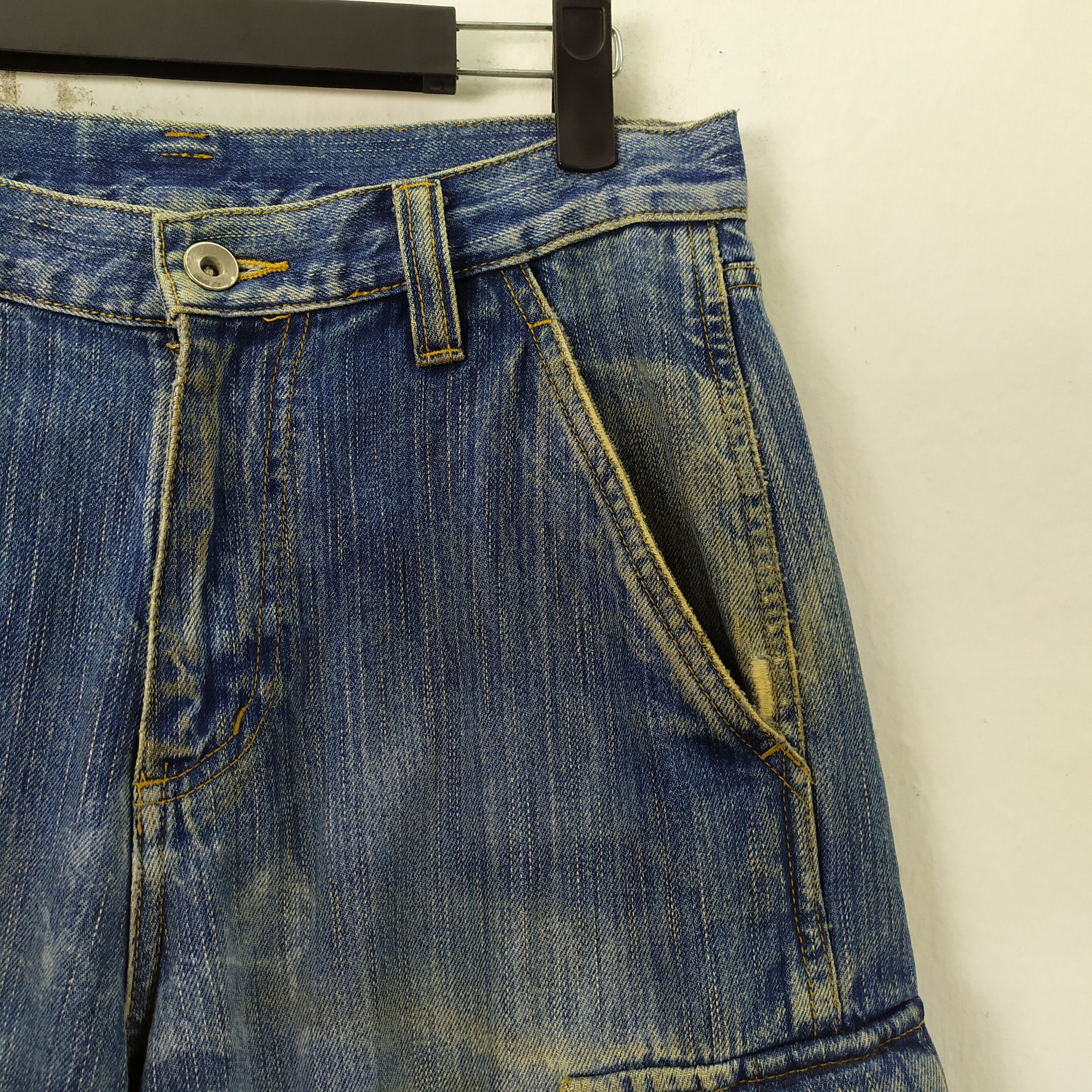Japanese Brand × Jean × Rusty Rare! VINTAGE JAPANESE RIPPED JEANS CARGO PANTS Size US 28 / EU 44 - 2 Thumbnail