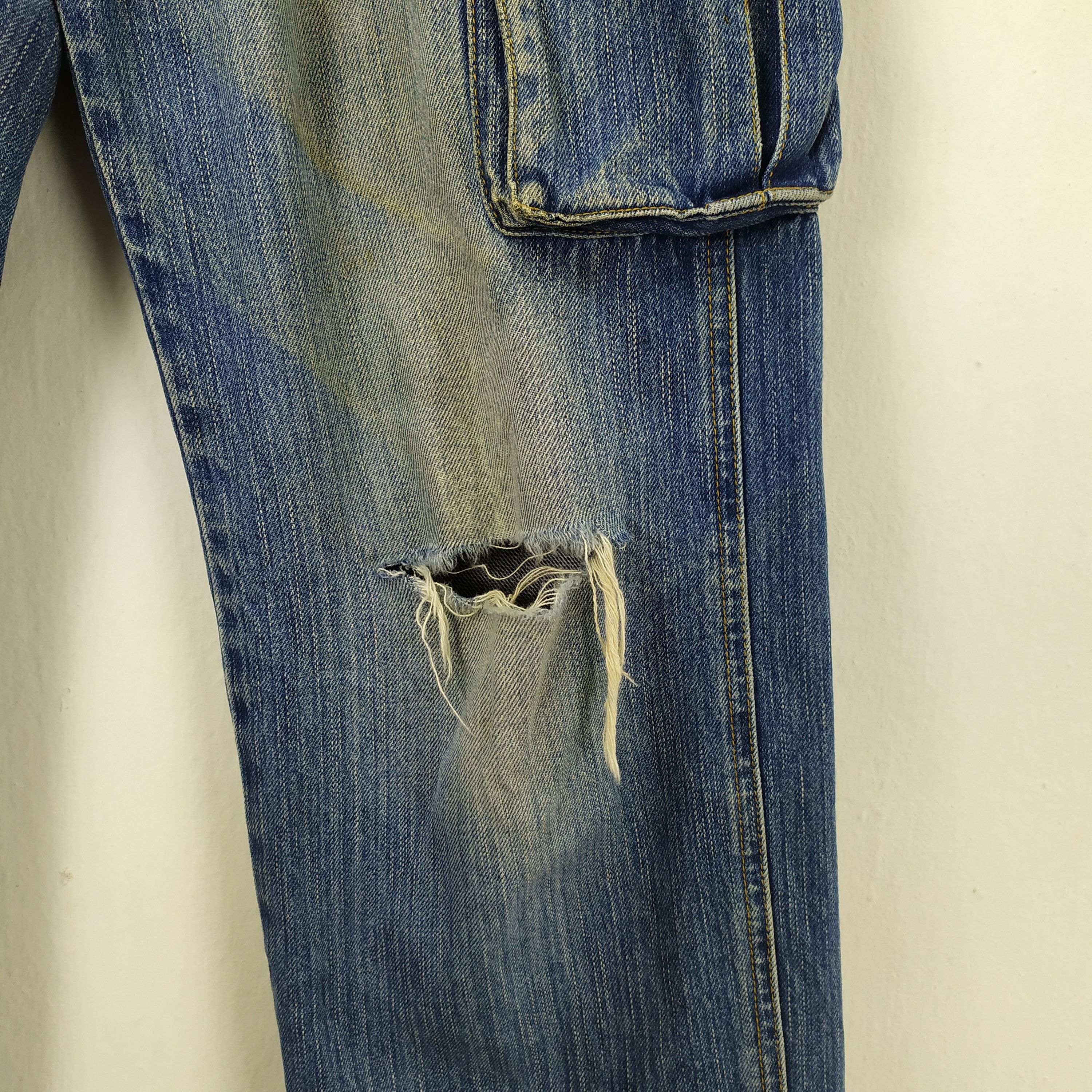 Japanese Brand × Jean × Rusty Rare! VINTAGE JAPANESE RIPPED JEANS CARGO PANTS Size US 28 / EU 44 - 5 Thumbnail