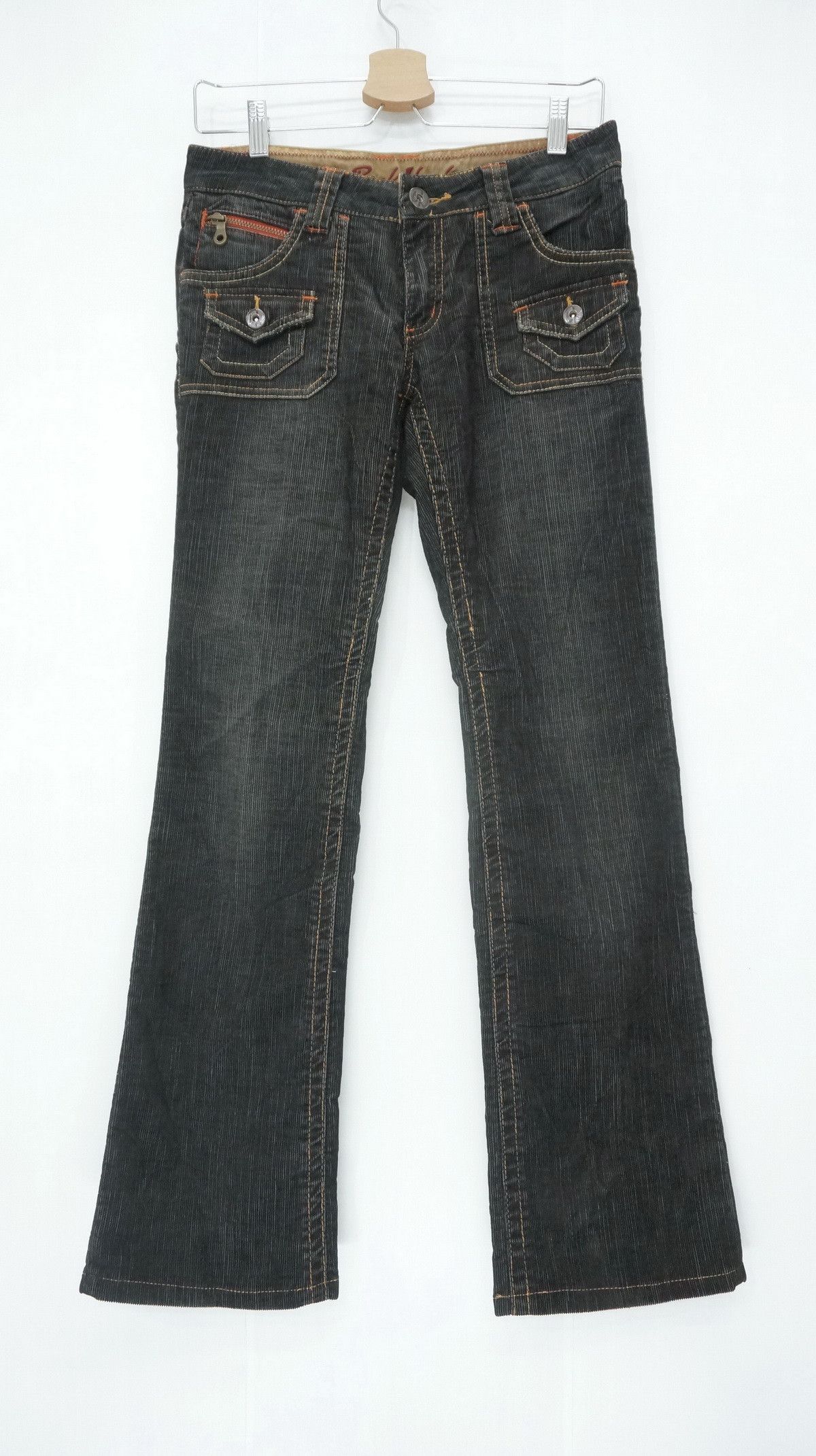 image of Back Number Flared Skinny Low Rise Womens Corduroy in Black, Men's (Size 29)