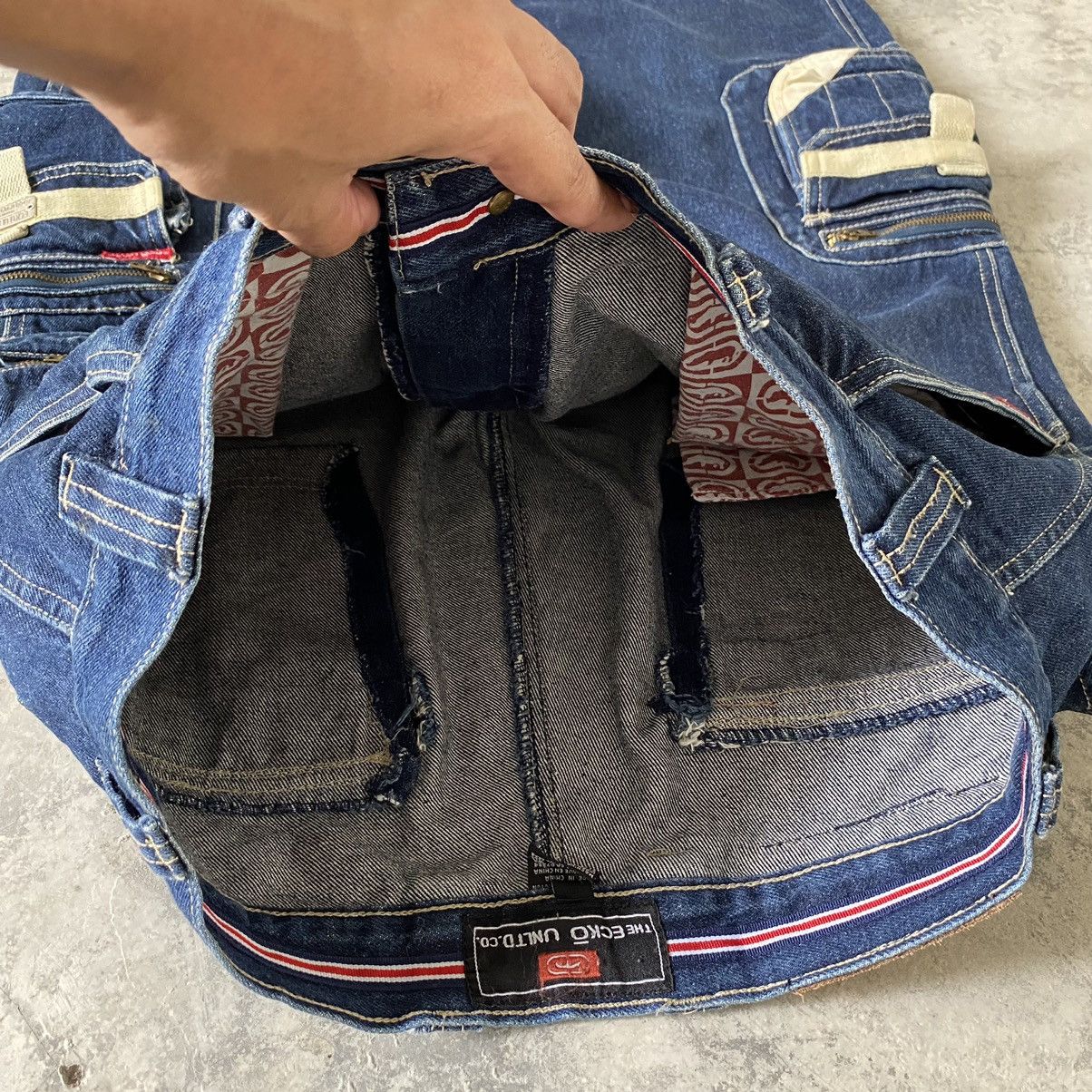 Ecko Unltd. Vintage Ecko Unltd Cargo Baggy Denim Jeans Size US 33 - 11 Thumbnail