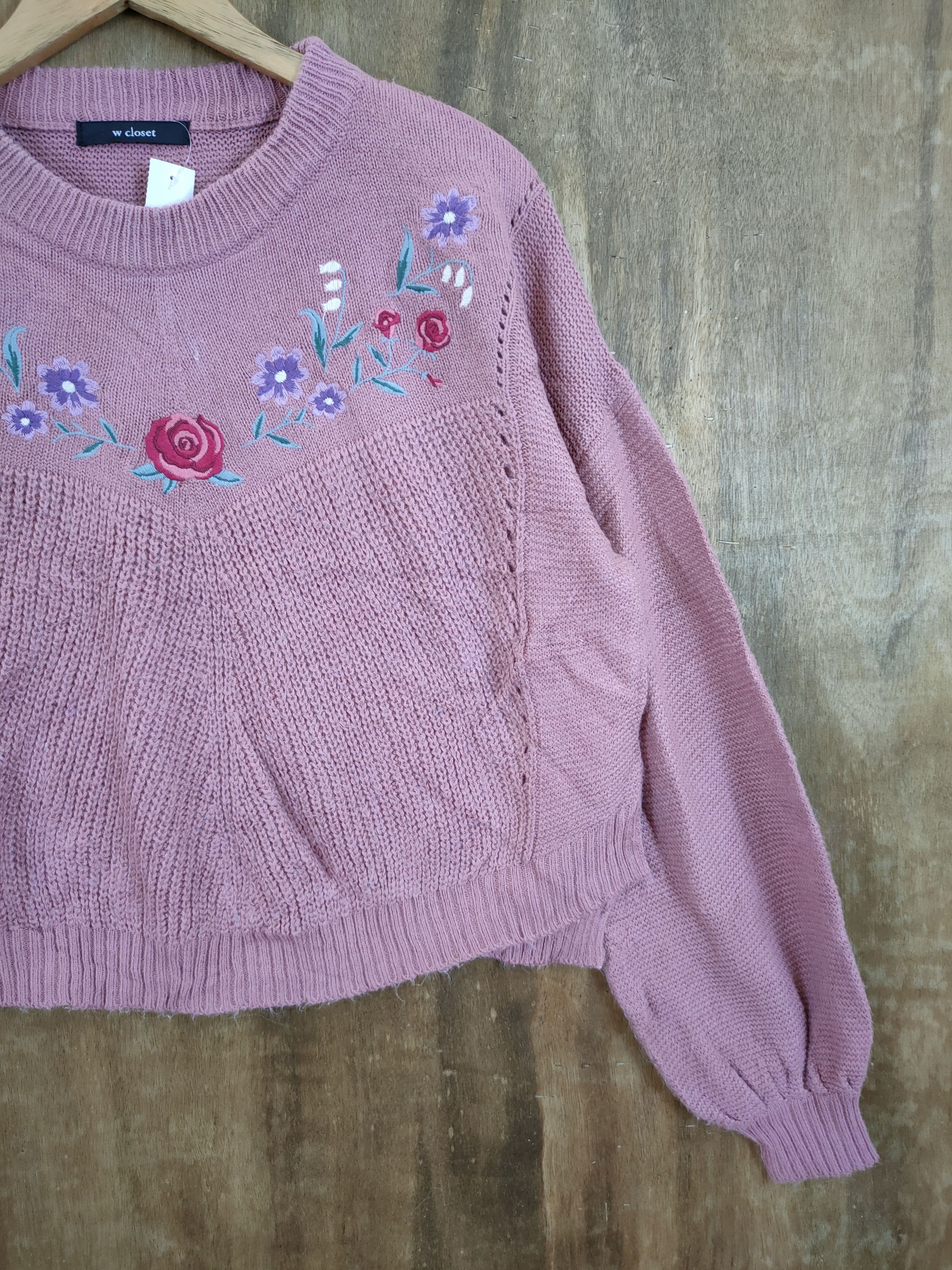 Vintage W Closet balloon sleeve crop top knitwear #46-972 Size US M / EU 48-50 / 2 - 3 Thumbnail
