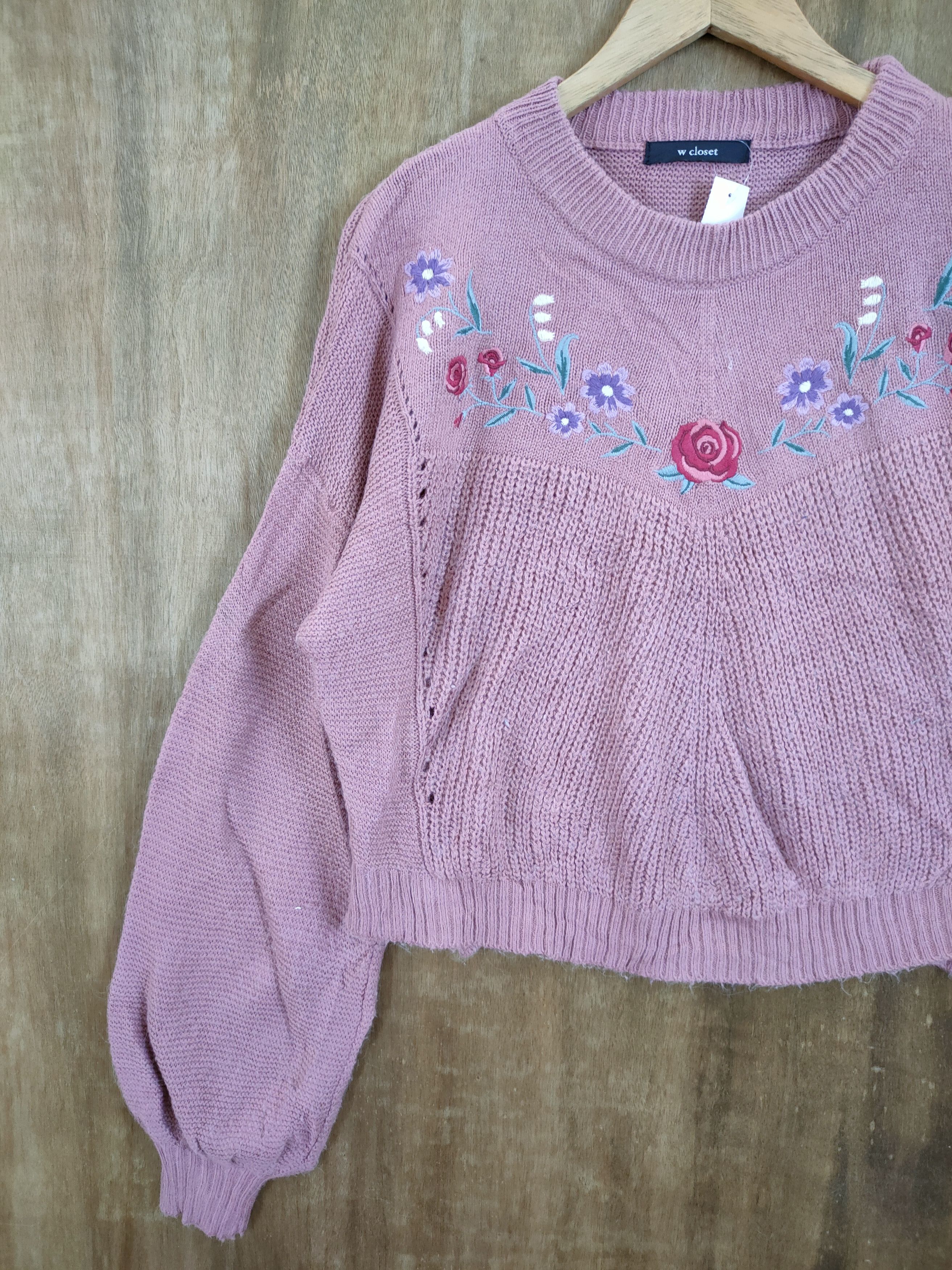 Vintage W Closet balloon sleeve crop top knitwear #46-972 Size US M / EU 48-50 / 2 - 2 Thumbnail