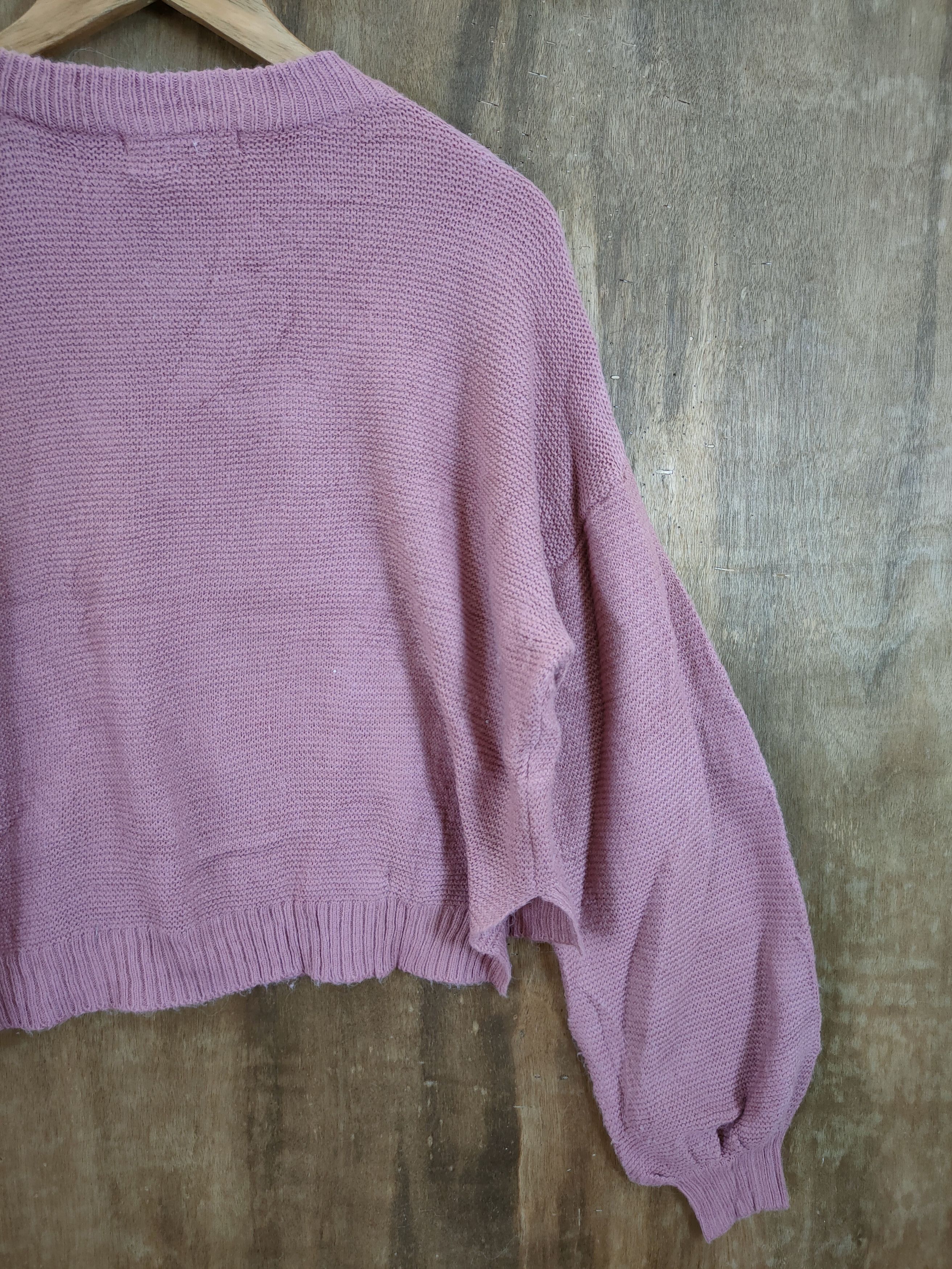 Vintage W Closet balloon sleeve crop top knitwear #46-972 Size US M / EU 48-50 / 2 - 11 Thumbnail