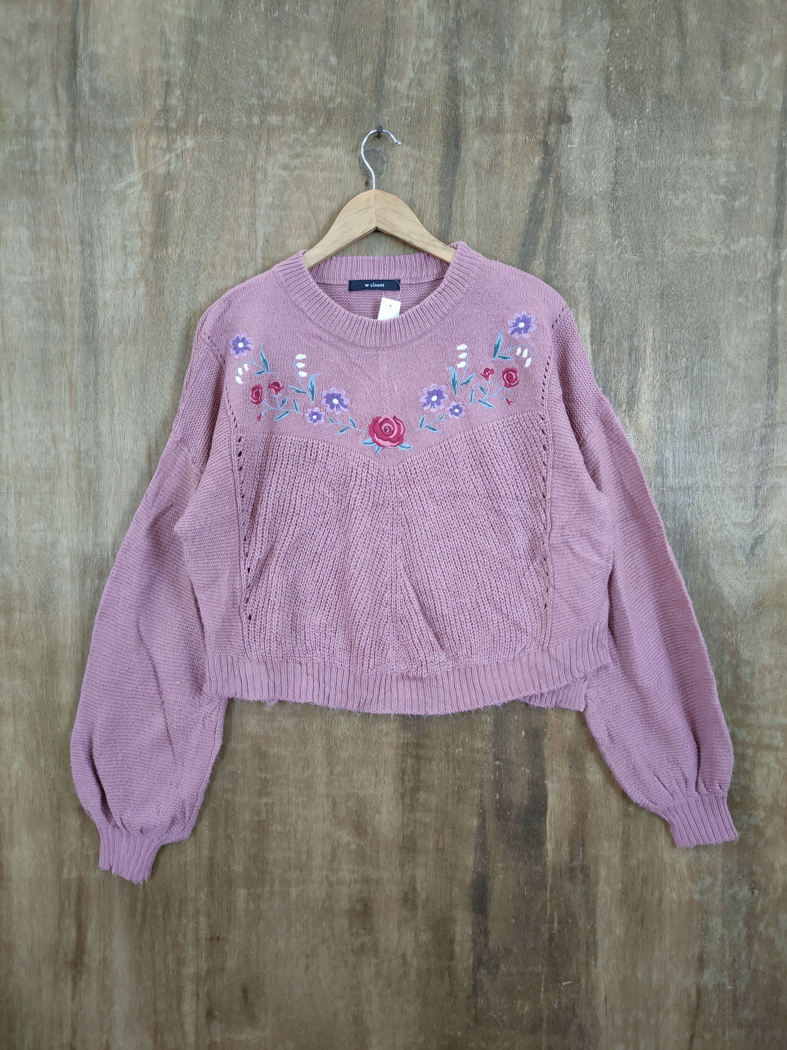 Vintage W Closet balloon sleeve crop top knitwear #46-972 Size US M / EU 48-50 / 2 - 1 Thumbnail