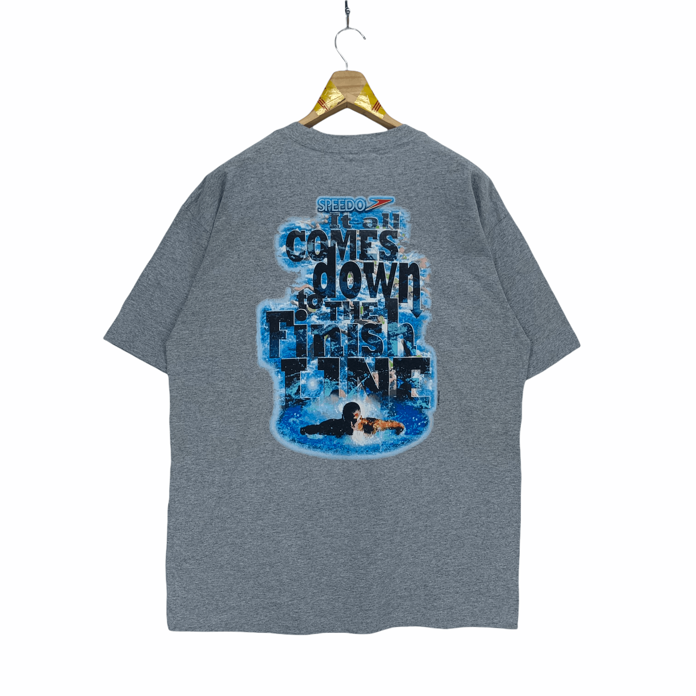 image of Speedo Big Printed Logo Tees 3134-115 in Grey, Men's (Size Large)