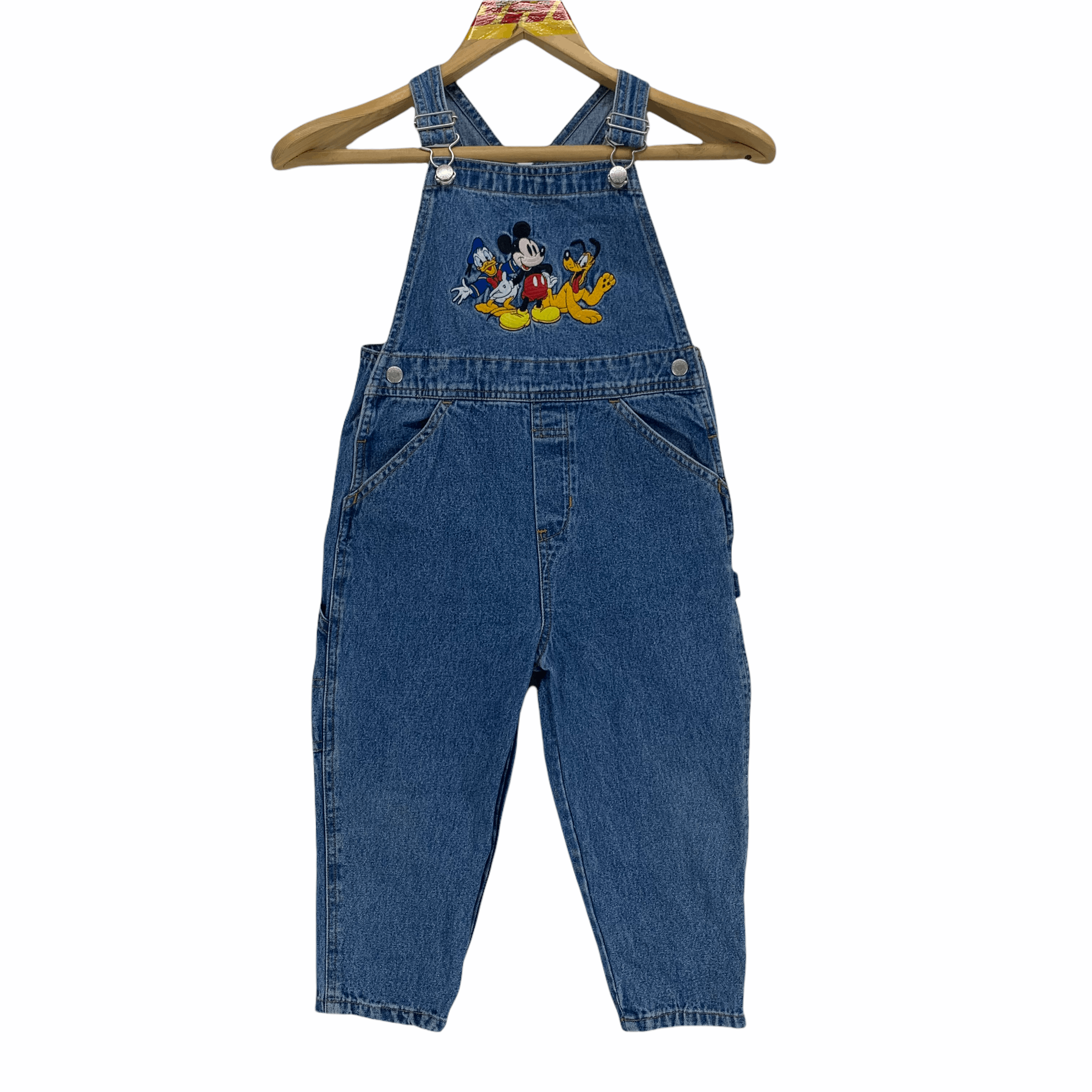 image of Disney x Mickey Mouse Mickey & Gang Embroidery Logo Kid Denim Overall 3288-117 in Denim Blue (Size 
