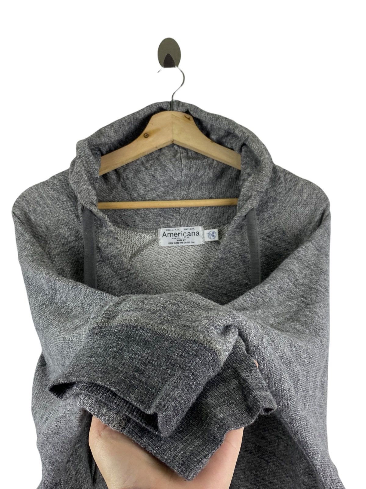 Japanese Brand AMERICANA by RISE FROM THE 30 PLAIN GREY CROP HOODIE Size US L / EU 52-54 / 3 - 4 Thumbnail