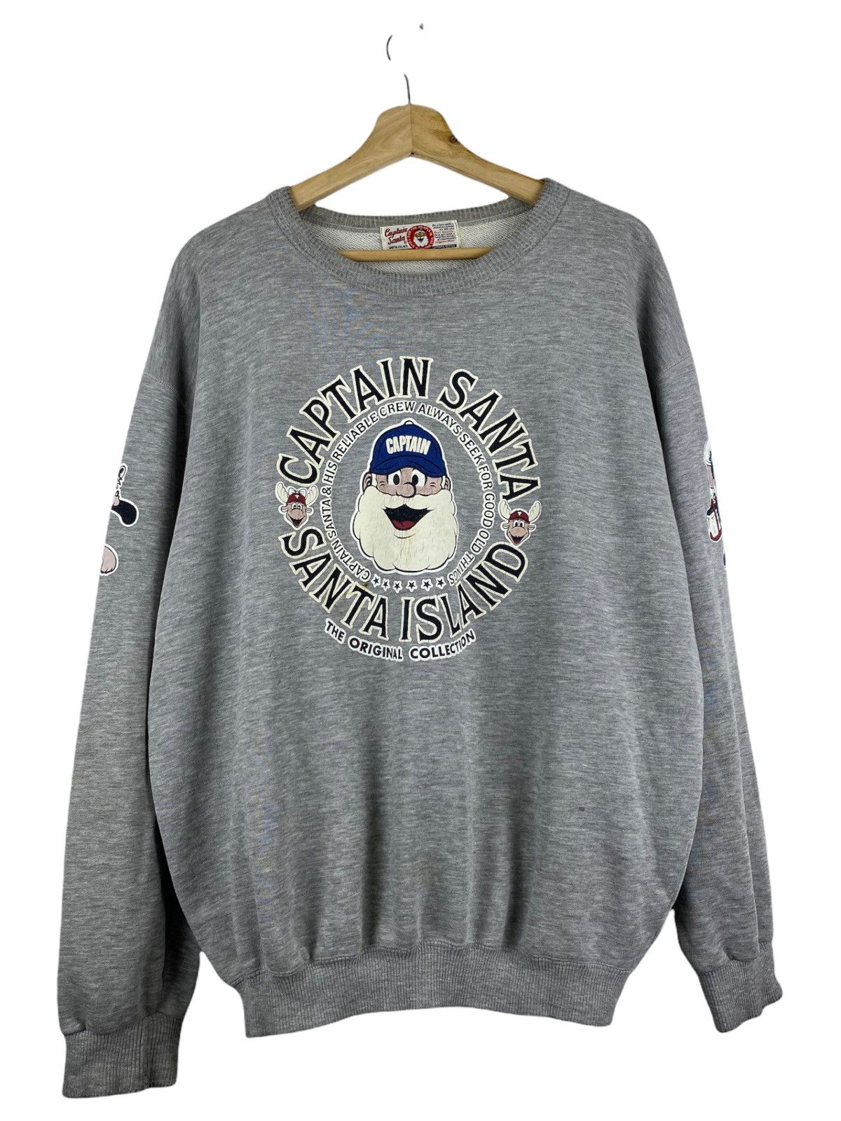 image of Vintage 80’S Capten Santa Island Grey Sweatshirt, Men's (Size Large)