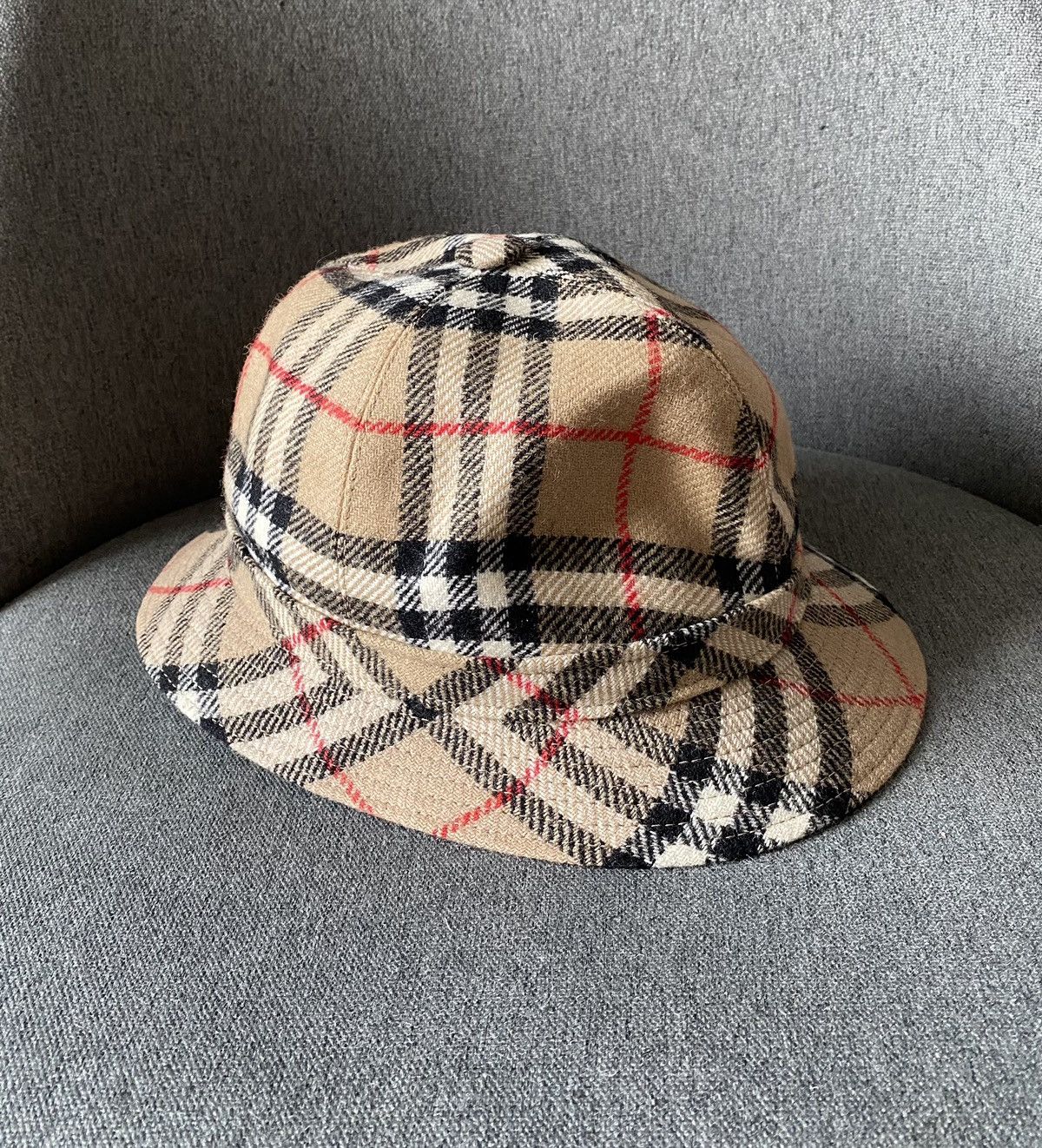 Burberry Burberry Vintage Women's Wool Check Bucket Hat Panama Size ONE SIZE - 3 Thumbnail