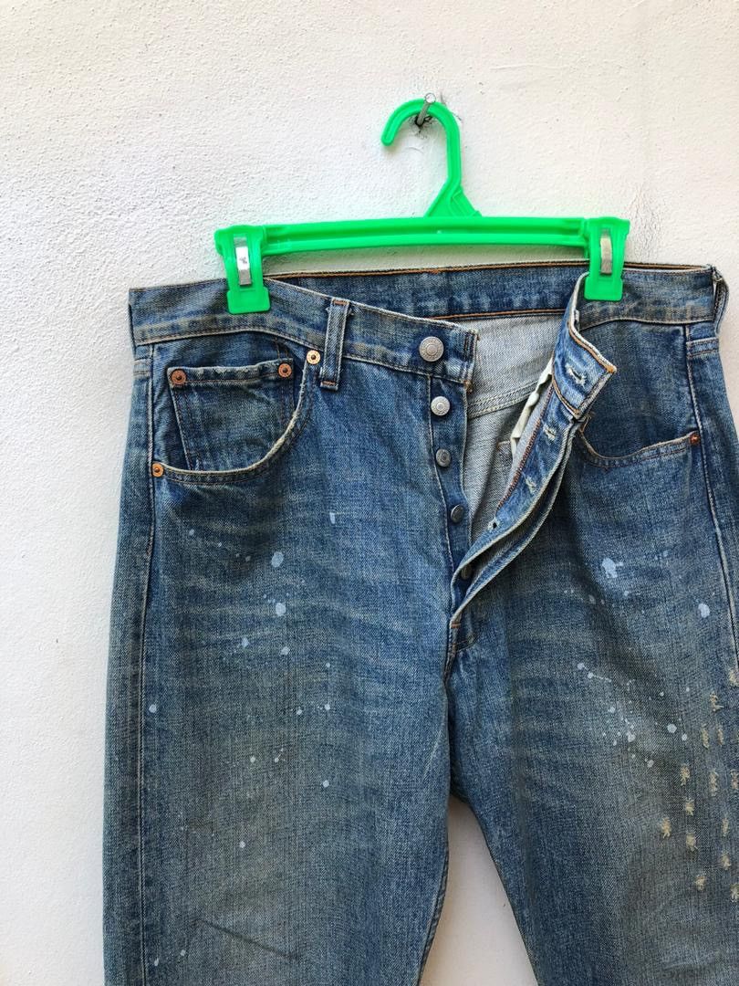 Levi's × Vintage Vintage 2002 Levi’s 501 Distressed Painter Denim Jeans Size US 32 / EU 48 - 3 Thumbnail