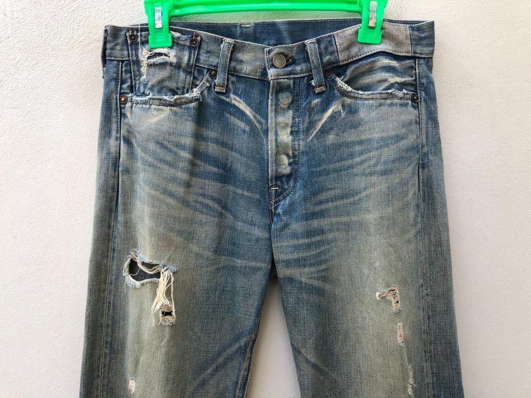 Japanese Brand × Levi's Vintage Clothing × Vintage VTG 2005 LVC Japan Levi’s 501 E Selvedge Denim Trashed Jeans Size US 31 - 2 Thumbnail