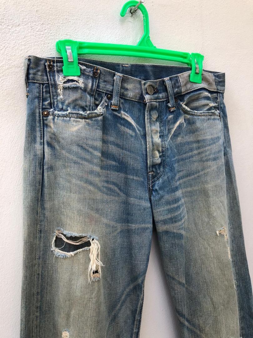 Japanese Brand × Levi's Vintage Clothing × Vintage VTG 2005 LVC Japan Levi’s 501 E Selvedge Denim Trashed Jeans Size US 31 - 3 Thumbnail