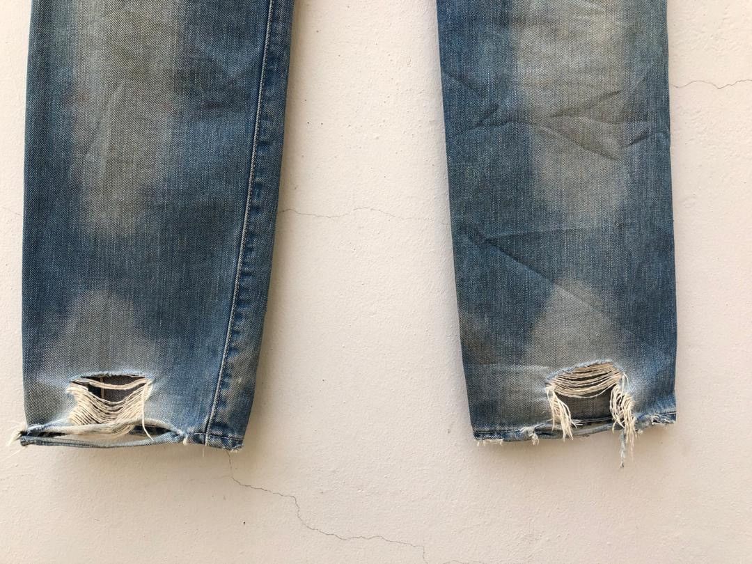 Japanese Brand × Levi's Vintage Clothing × Vintage VTG 2005 LVC Japan Levi’s 501 E Selvedge Denim Trashed Jeans Size US 31 - 17 Thumbnail