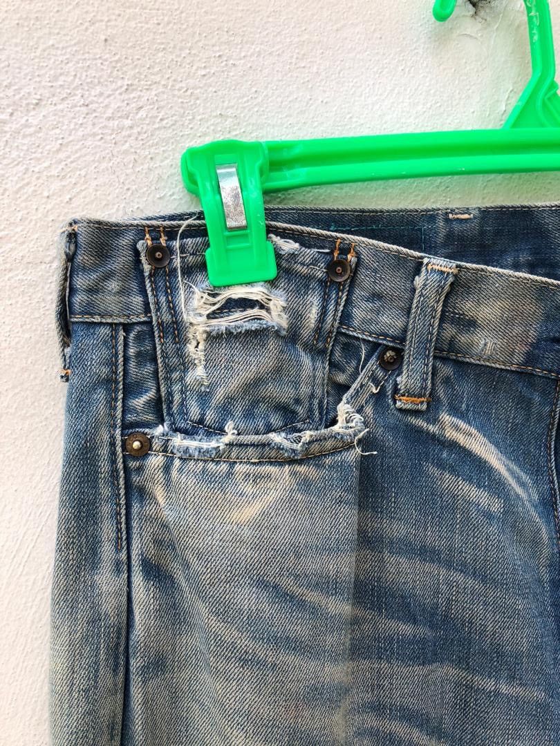 Japanese Brand × Levi's Vintage Clothing × Vintage VTG 2005 LVC Japan Levi’s 501 E Selvedge Denim Trashed Jeans Size US 31 - 4 Thumbnail