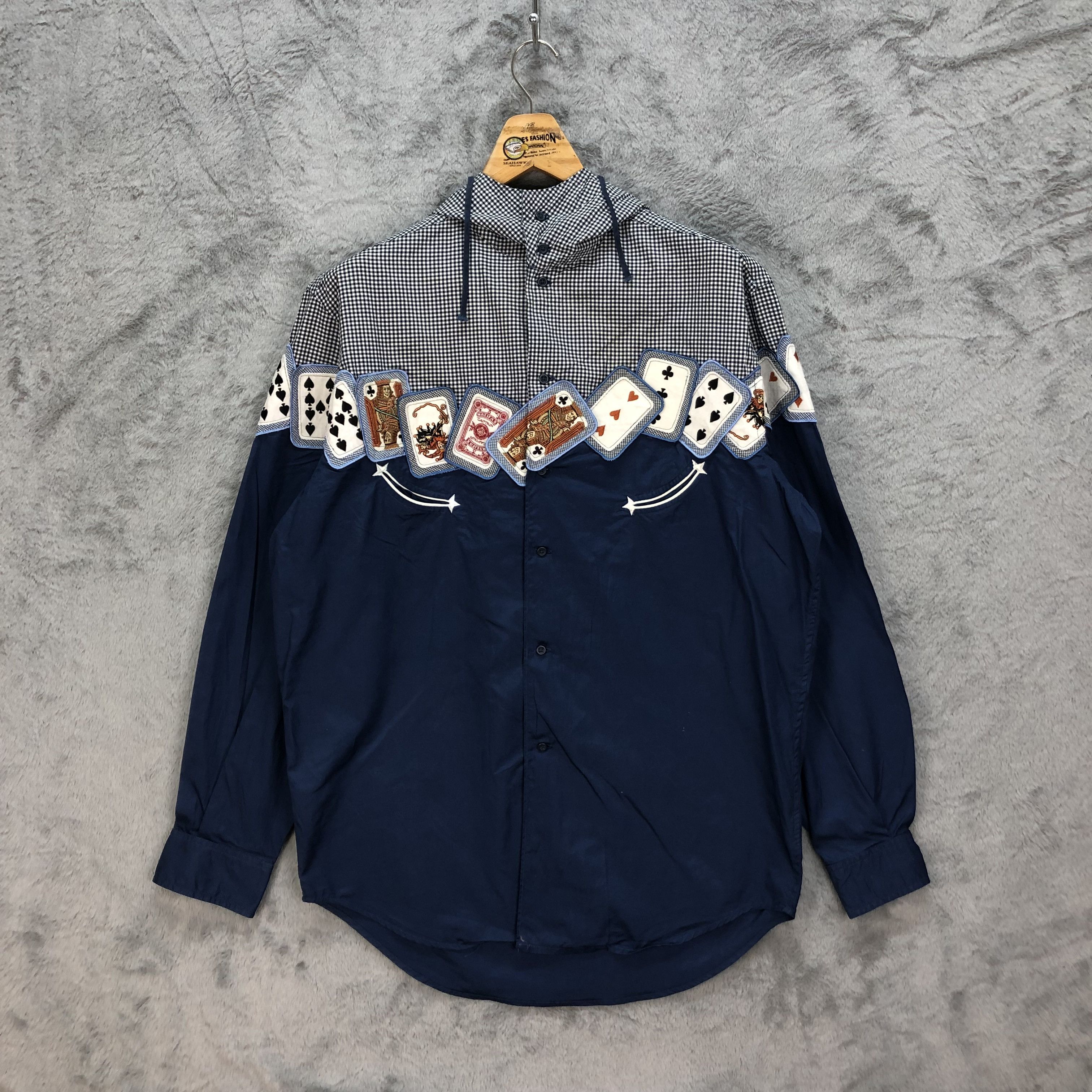 Karl Helmut KARL HELMUT POKER CARD NICE DESIGN HOODED SHIRTS #5454-191 Size US L / EU 52-54 / 3 - 1 Thumbnail