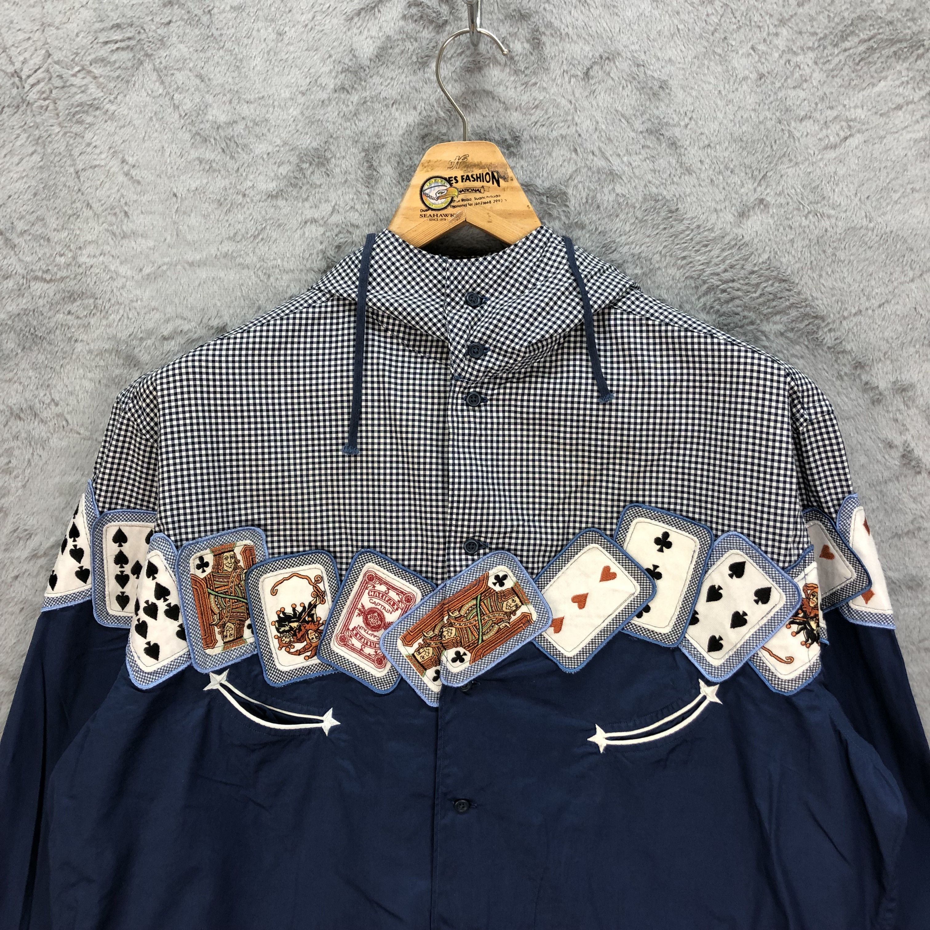 Karl Helmut KARL HELMUT POKER CARD NICE DESIGN HOODED SHIRTS #5454-191 Size US L / EU 52-54 / 3 - 2 Thumbnail