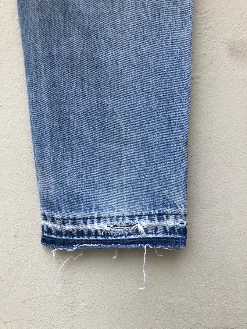 Levi's × Vintage Vintage 90s Levi’s 501 Rips Patchwork Released Hem Denim Size US 30 / EU 46 - 18 Thumbnail