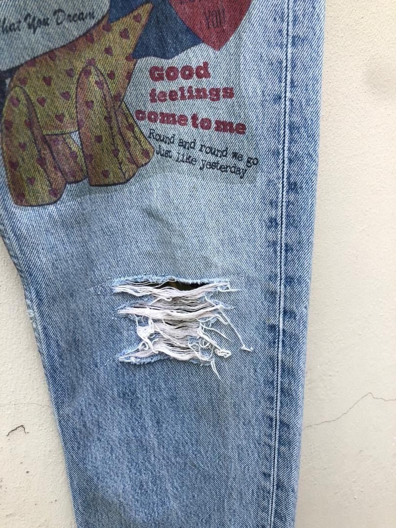 Levi's × Vintage Vintage 90s Levi’s 501 Rips Patchwork Released Hem Denim Size US 30 / EU 46 - 9 Thumbnail
