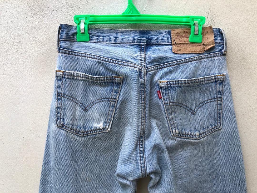 Levi's × Vintage Vintage 90s Levi’s 501 Rips Patchwork Released Hem Denim Size US 30 / EU 46 - 12 Thumbnail
