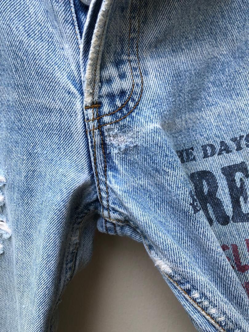 Levi's × Vintage Vintage 90s Levi’s 501 Rips Patchwork Released Hem Denim Size US 30 / EU 46 - 4 Thumbnail