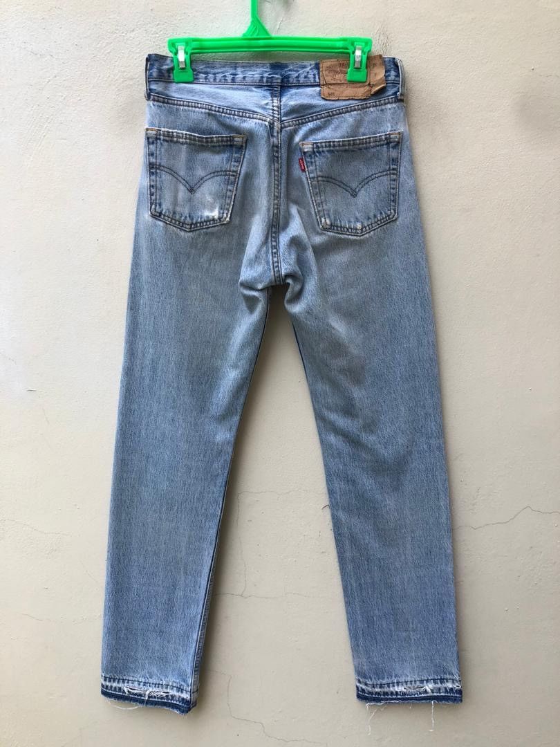 Levi's × Vintage Vintage 90s Levi’s 501 Rips Patchwork Released Hem Denim Size US 30 / EU 46 - 11 Thumbnail