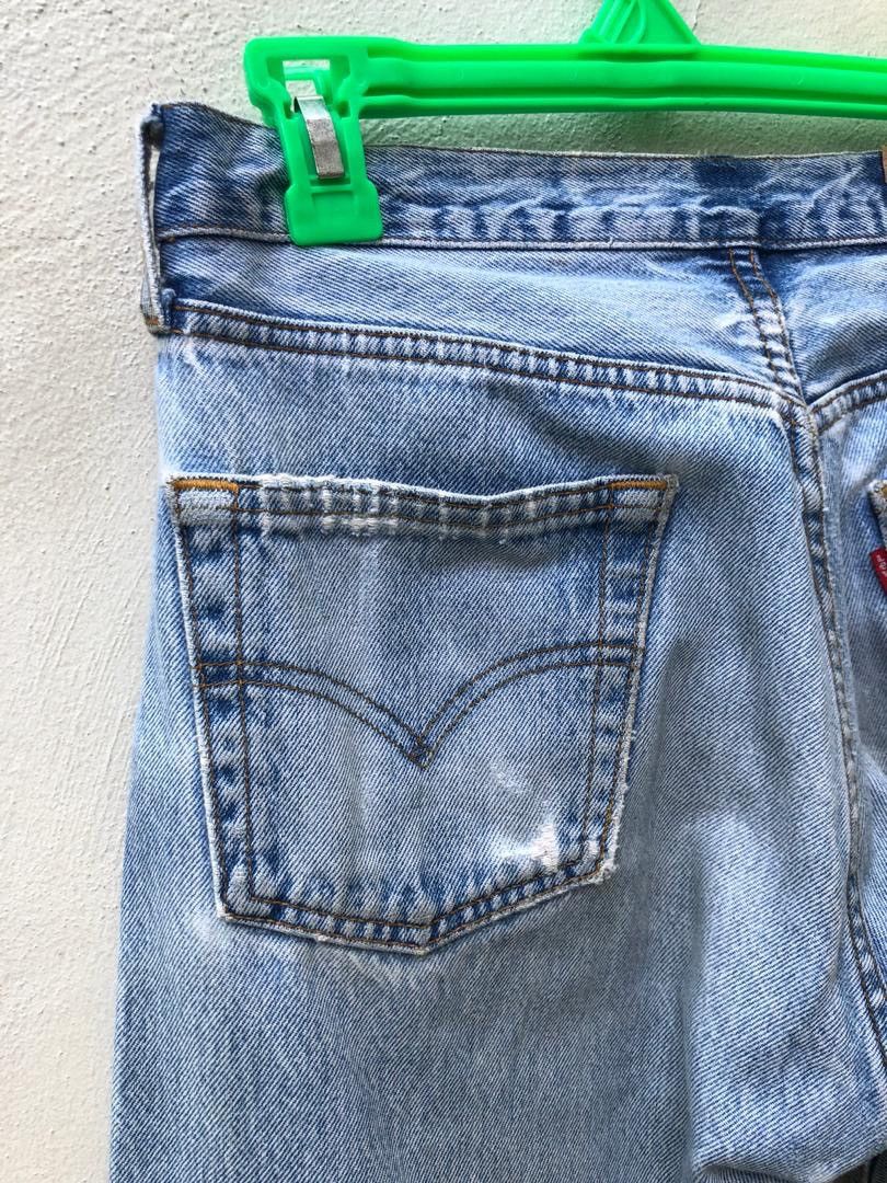Levi's × Vintage Vintage 90s Levi’s 501 Rips Patchwork Released Hem Denim Size US 30 / EU 46 - 14 Thumbnail