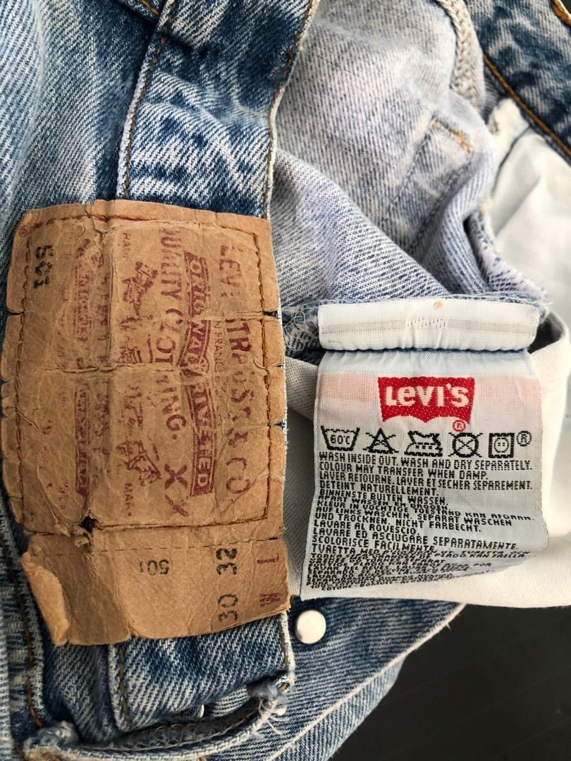 Levi's × Vintage Vintage 90s Levi’s 501 Rips Patchwork Released Hem Denim Size US 30 / EU 46 - 19 Thumbnail