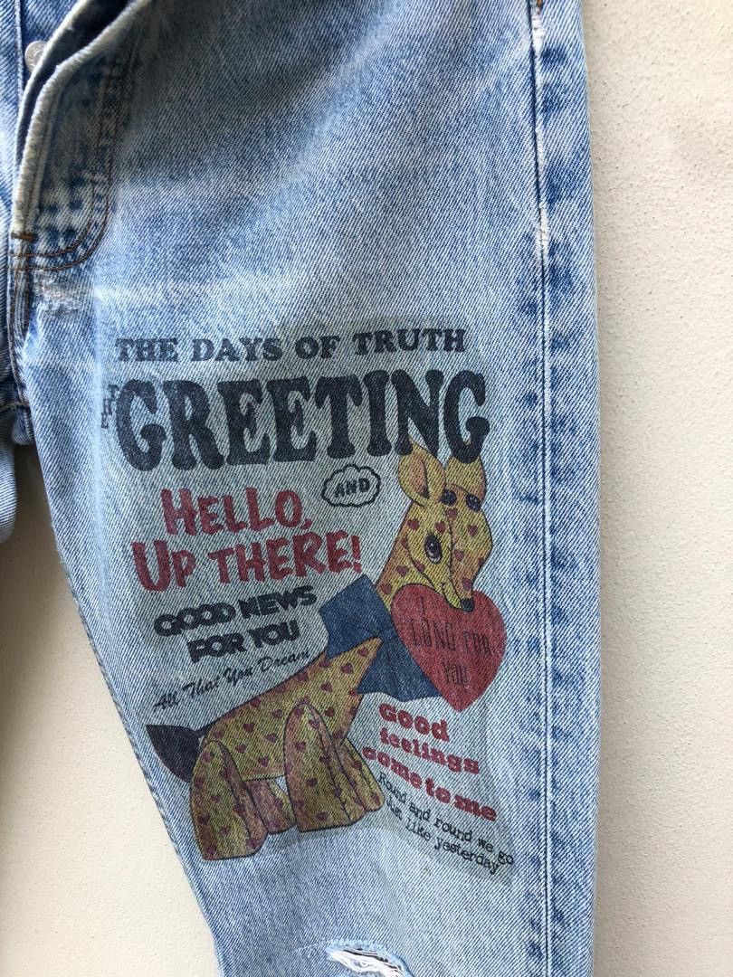 Levi's × Vintage Vintage 90s Levi’s 501 Rips Patchwork Released Hem Denim Size US 30 / EU 46 - 8 Thumbnail