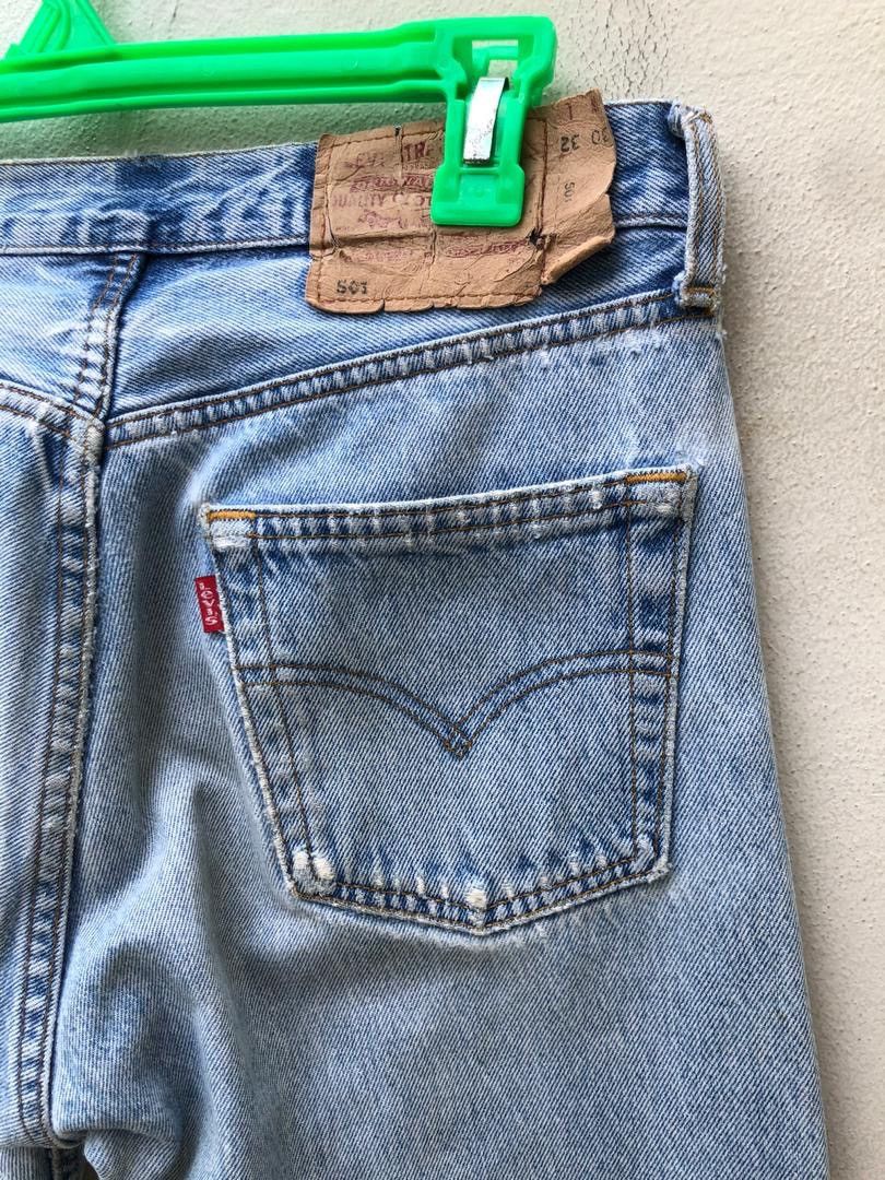 Levi's × Vintage Vintage 90s Levi’s 501 Rips Patchwork Released Hem Denim Size US 30 / EU 46 - 13 Thumbnail