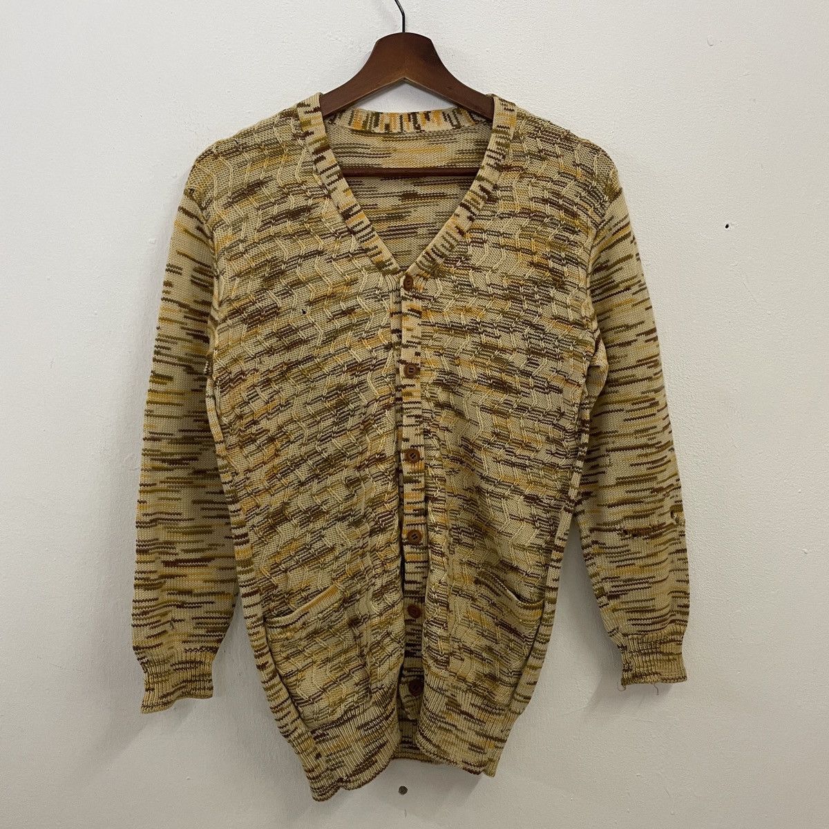 Image of Aran Isles Knitwear x Art Vintage Unbranded Art Cardingan Knitwear in Yellow, Men's (Size Small)