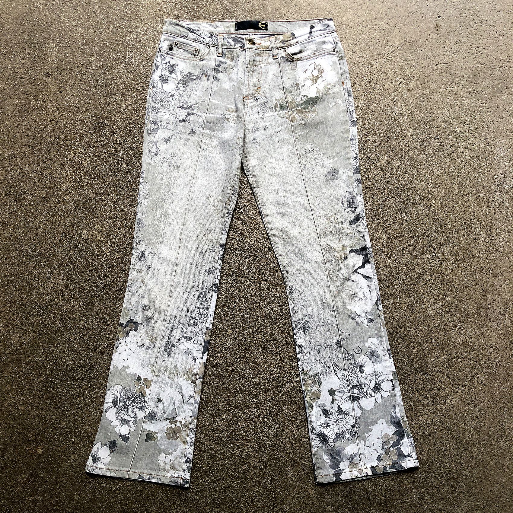 Roberto Cavalli Grey Floral Fairy Trousers