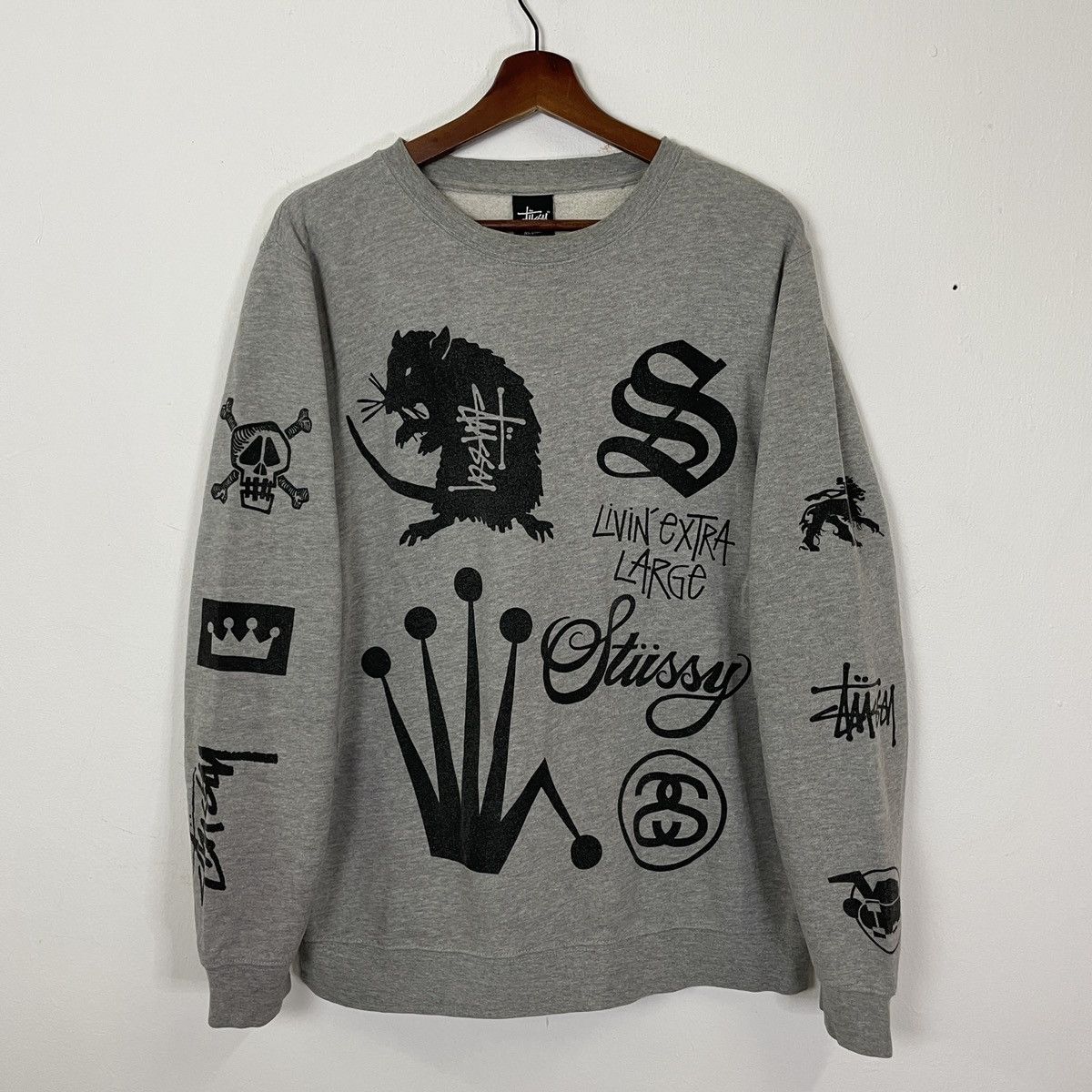 Stussy Vintage Stussy Big Logo Fullprint Sweatshirt Size US L / EU 52-54 / 3 - 1 Thumbnail