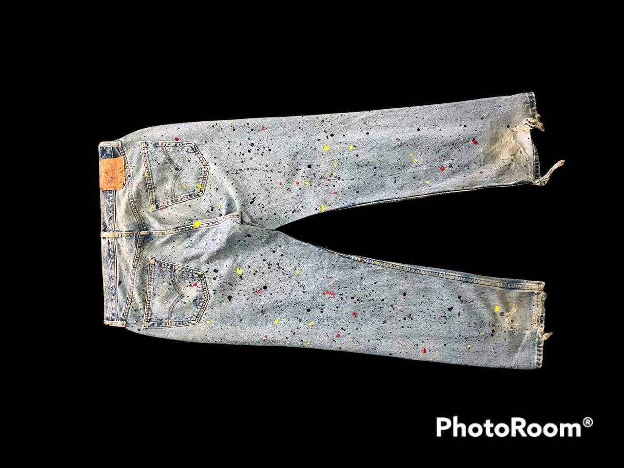 Levi's Vintage Levis 501 Distressed Painted Kurt Kobain Style Size US 35 - 6 Thumbnail