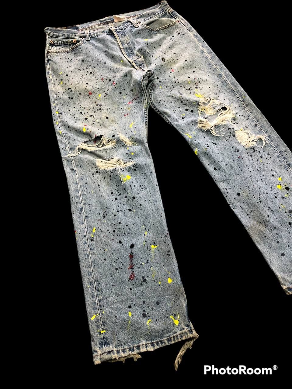 Levi's Vintage Levis 501 Distressed Painted Kurt Kobain Style Size US 35 - 5 Thumbnail