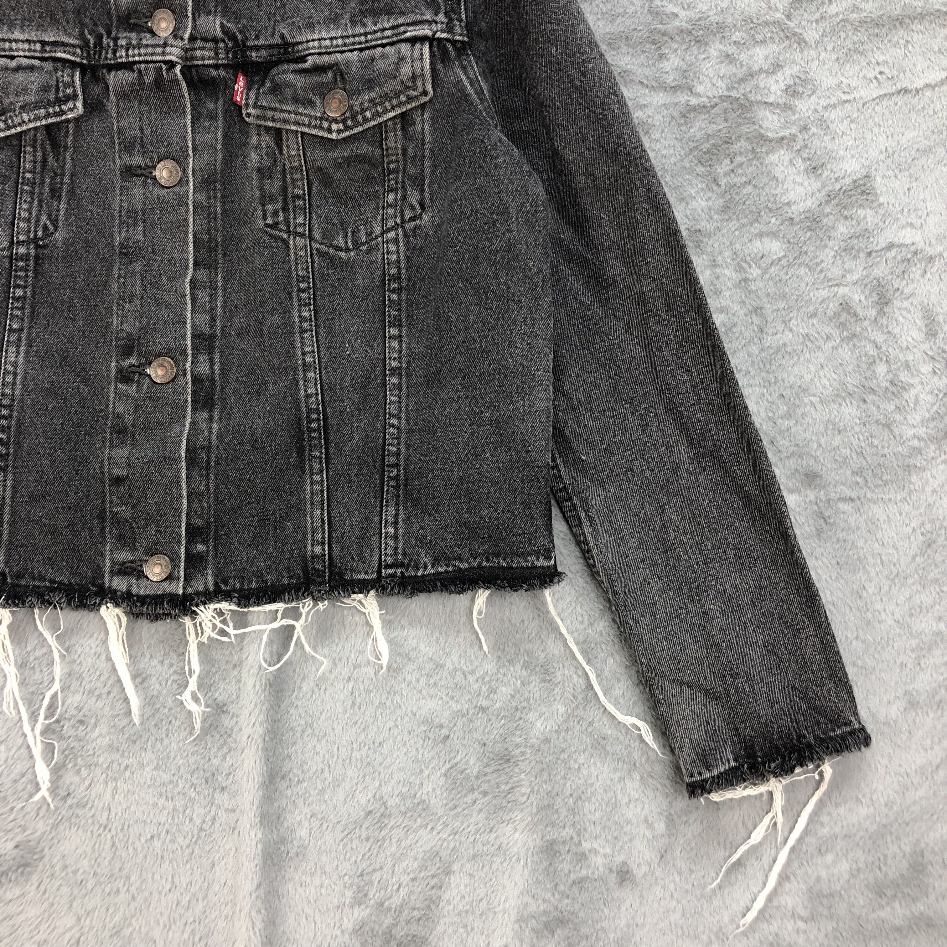 Levi's Levi's 35936 Distressed Raw Hem Black Denim Jacket #4698-164 Size M / US 6-8 / IT 42-44 - 8 Thumbnail