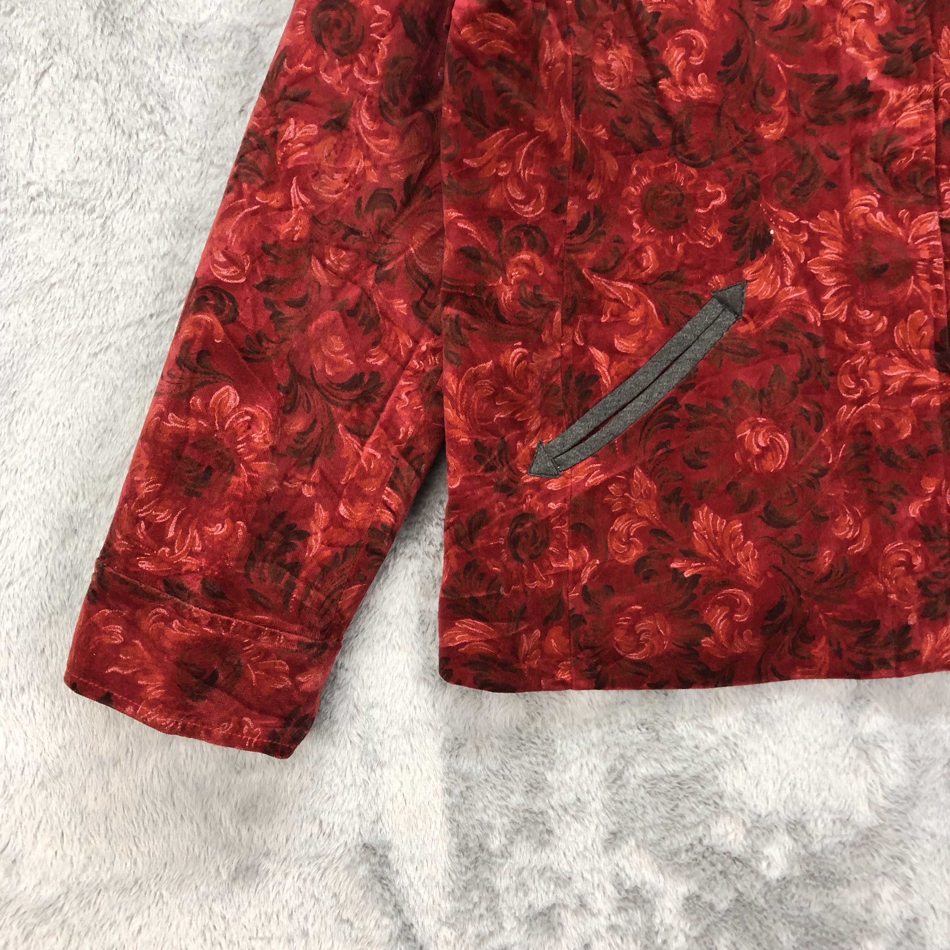Japanese Brand HENRI-LUC CHAPUIS Red Rose All Over Jacket #4634-161 Size M / US 6-8 / IT 42-44 - 4 Thumbnail