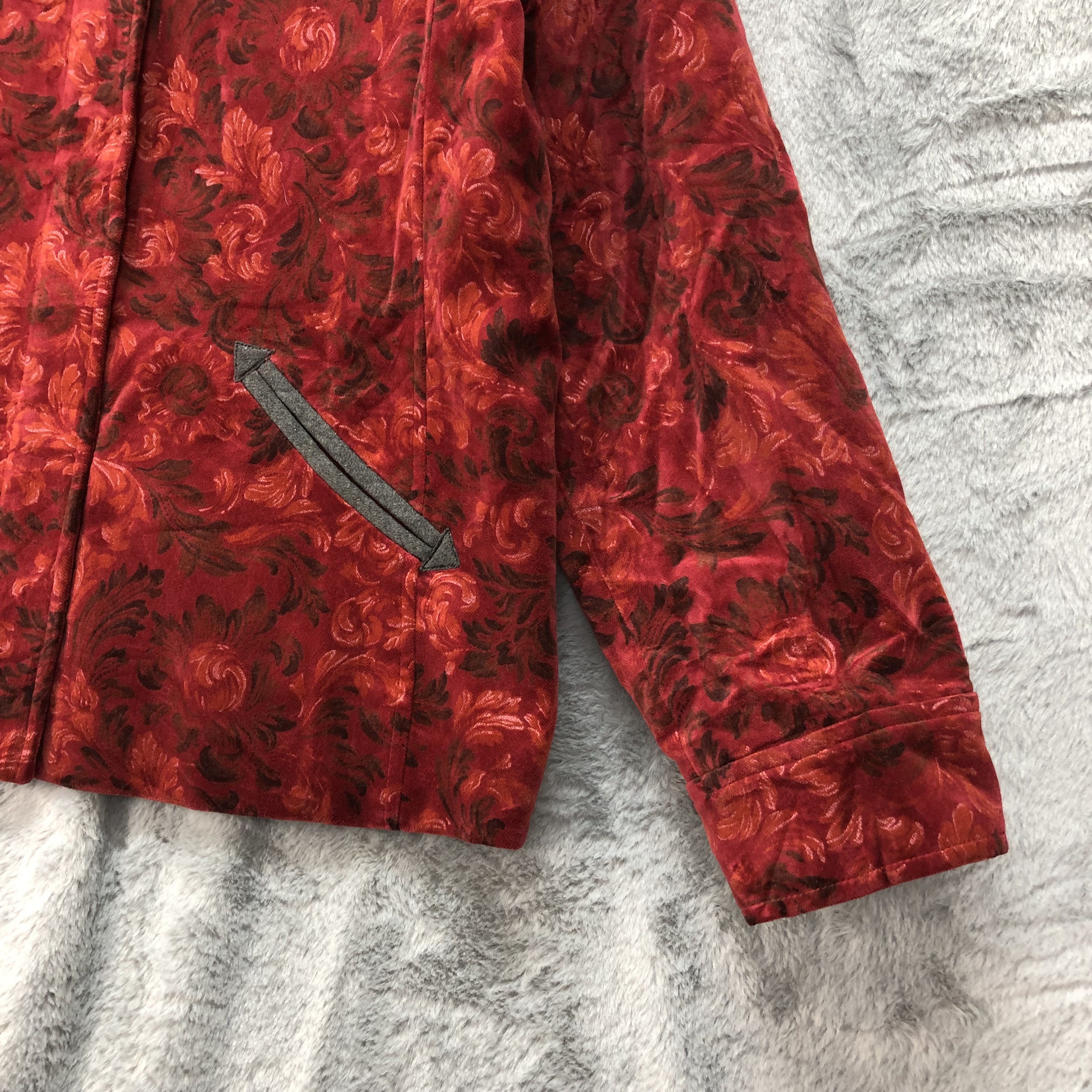 Japanese Brand HENRI-LUC CHAPUIS Red Rose All Over Jacket #4634-161 Size M / US 6-8 / IT 42-44 - 5 Thumbnail