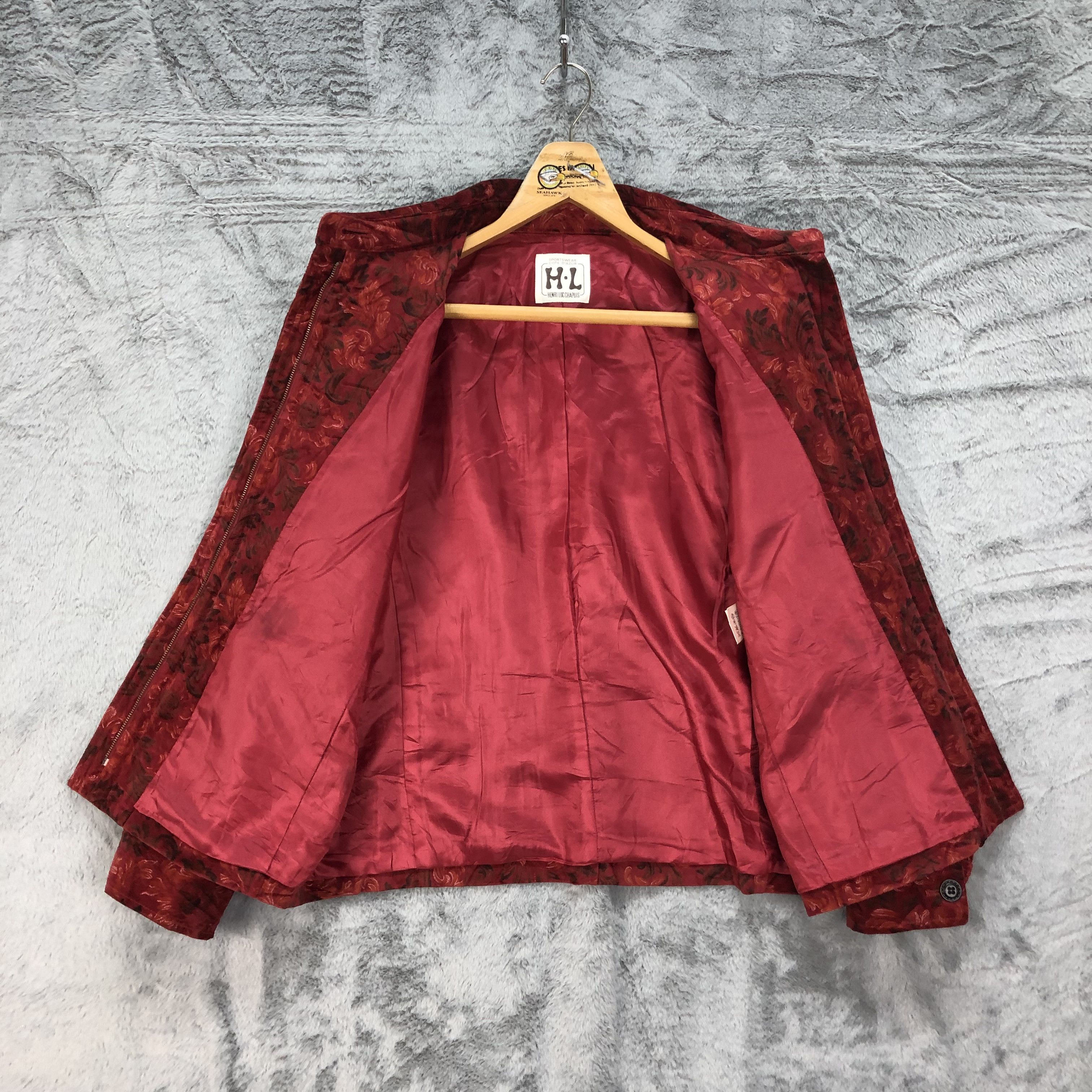 Japanese Brand HENRI-LUC CHAPUIS Red Rose All Over Jacket #4634-161 Size M / US 6-8 / IT 42-44 - 8 Thumbnail