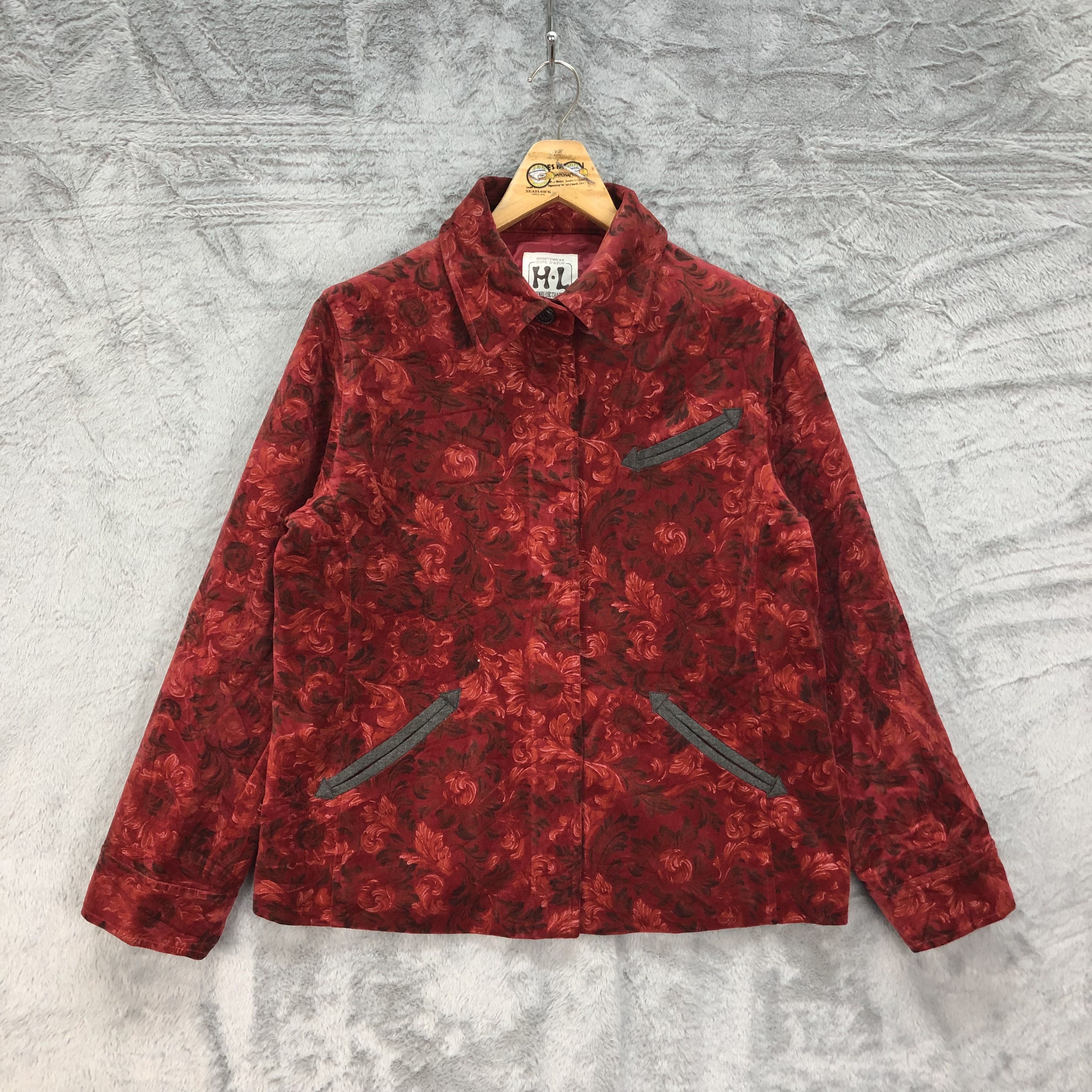 Japanese Brand HENRI-LUC CHAPUIS Red Rose All Over Jacket #4634-161 Size M / US 6-8 / IT 42-44 - 1 Thumbnail