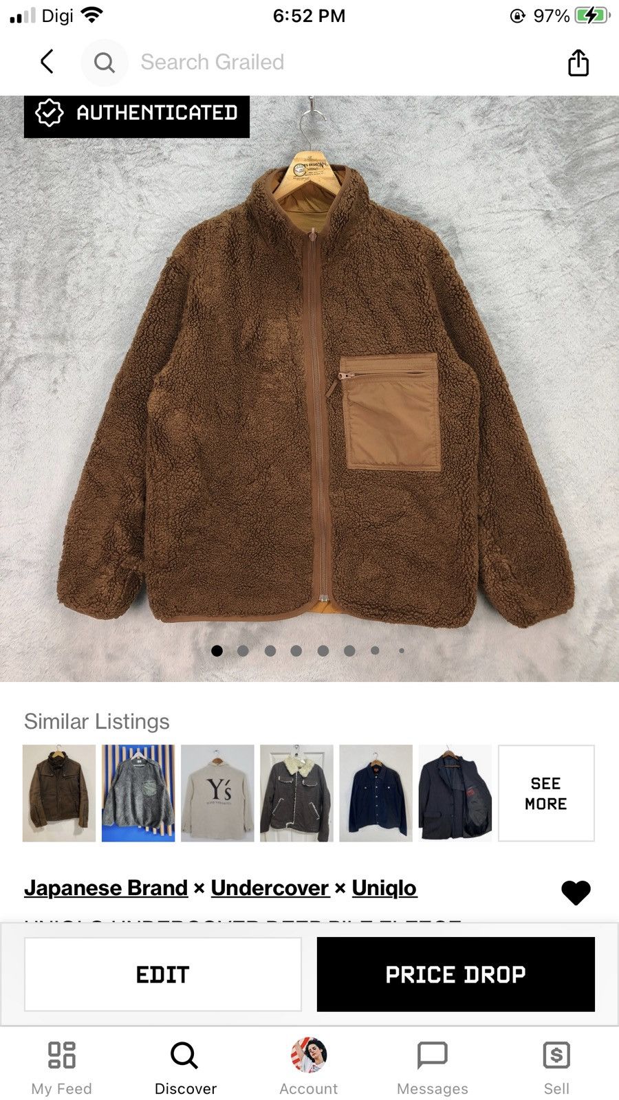Lemaire × Uniqlo UNIQLO LEMAIRE DEEP PILE REVERSIBLE FLEECE JACKET #5884-212 Size US XL / EU 56 / 4 - 11 Thumbnail