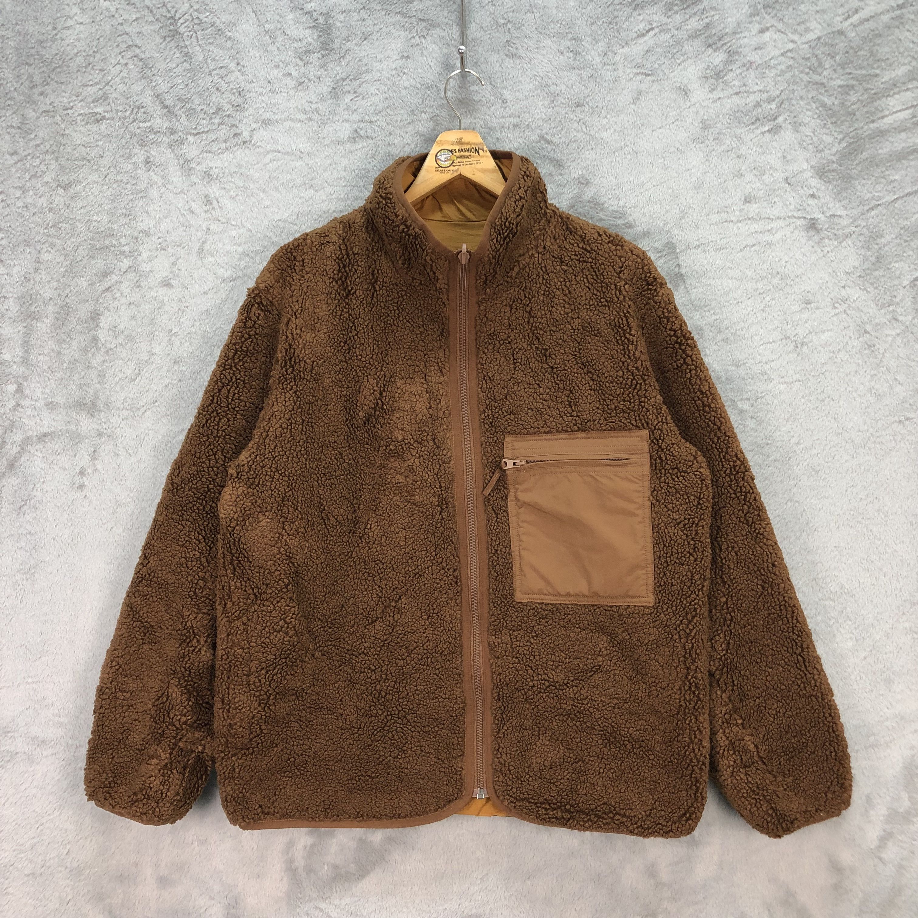image of Lemaire x Uniqlo U Deep Pile Reversible Fleece Jacket 5884-212 in Tan, Men's (Size XL)