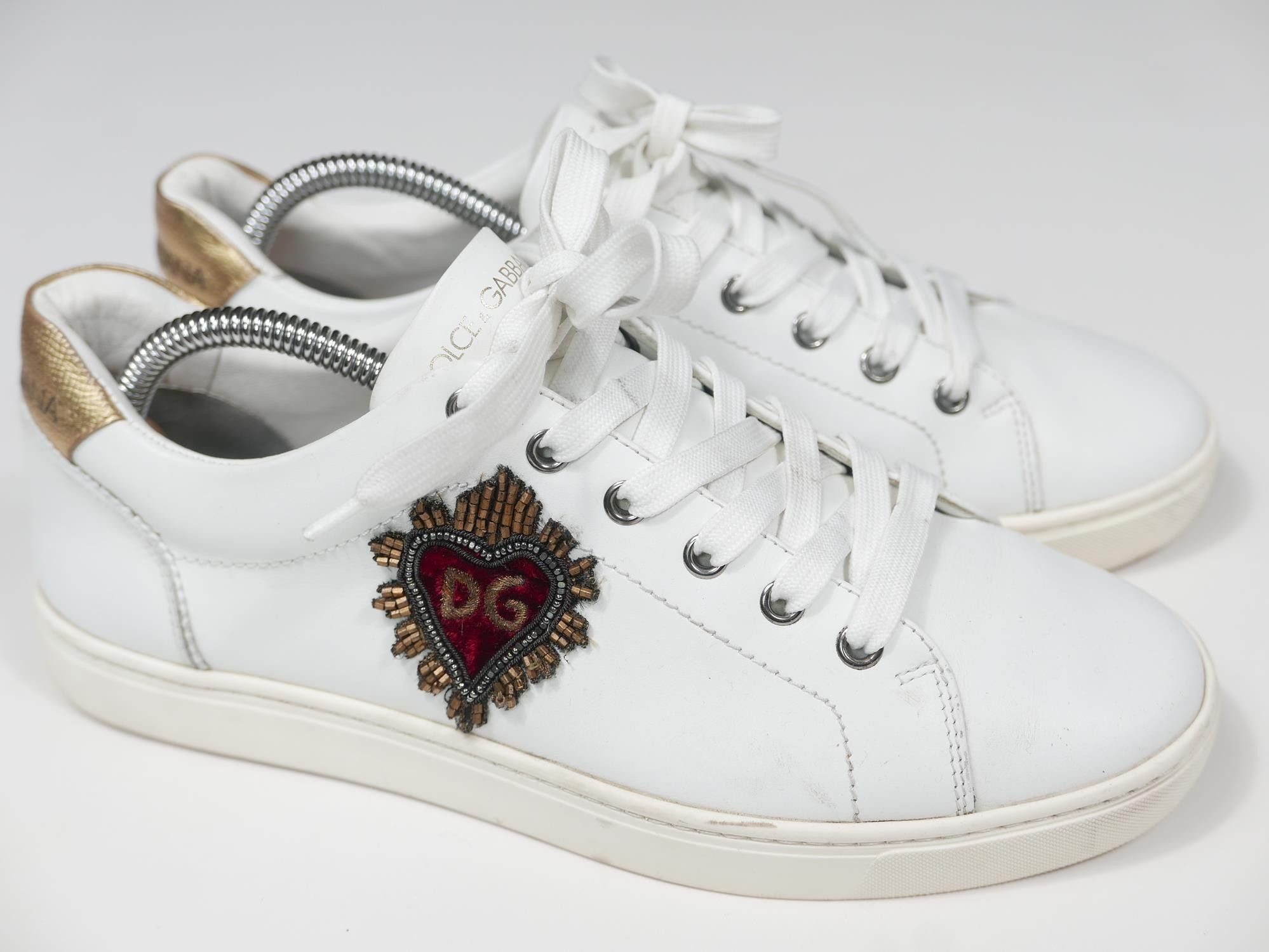 Dolce & Gabbana Sneakers White Gold Heart Amore 6 8.5 US