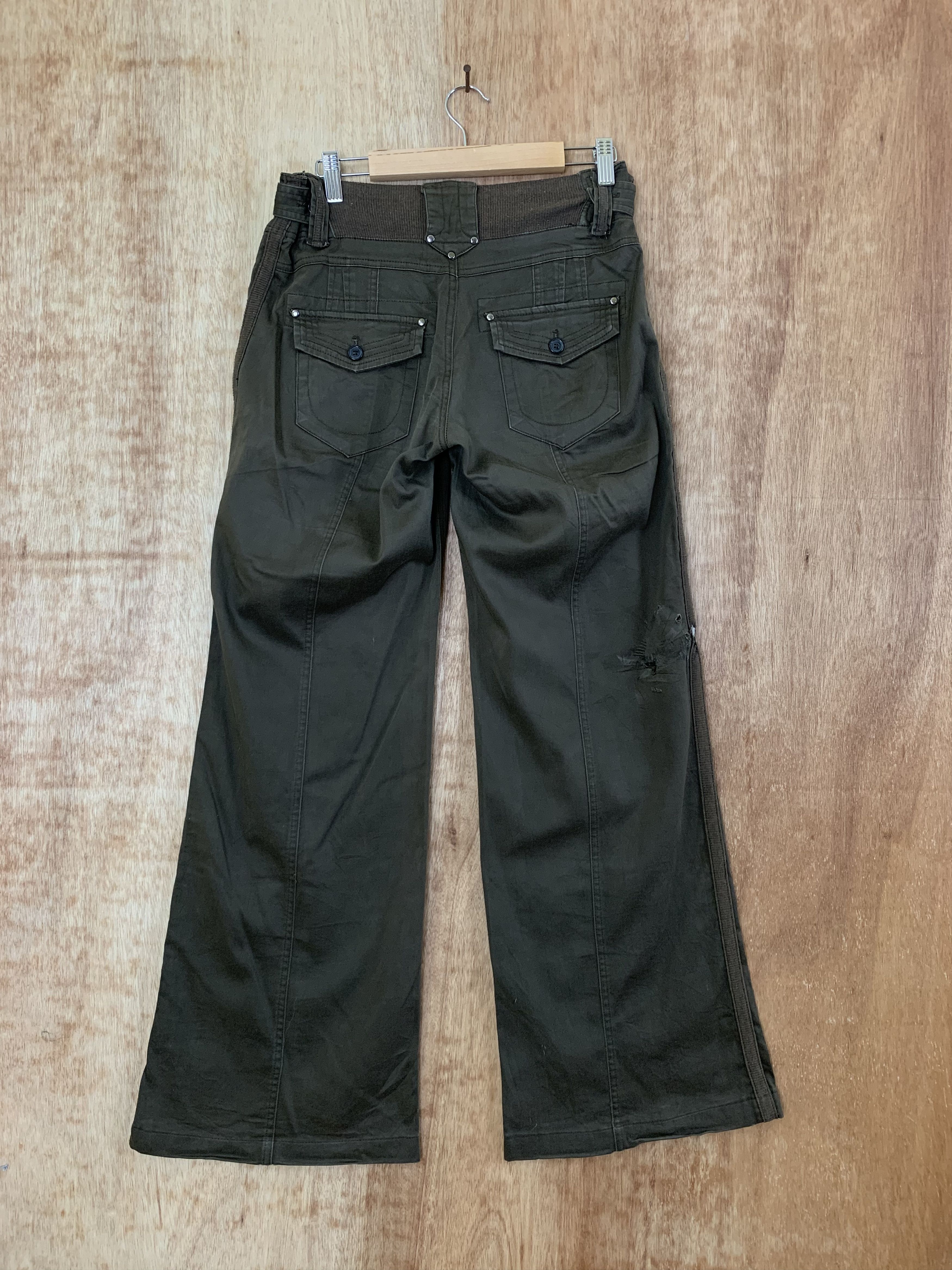 If Six Was Nine Flared Brush Brown Soft Pants Double Knee Vintage Size US 28 / EU 44 - 2 Thumbnail