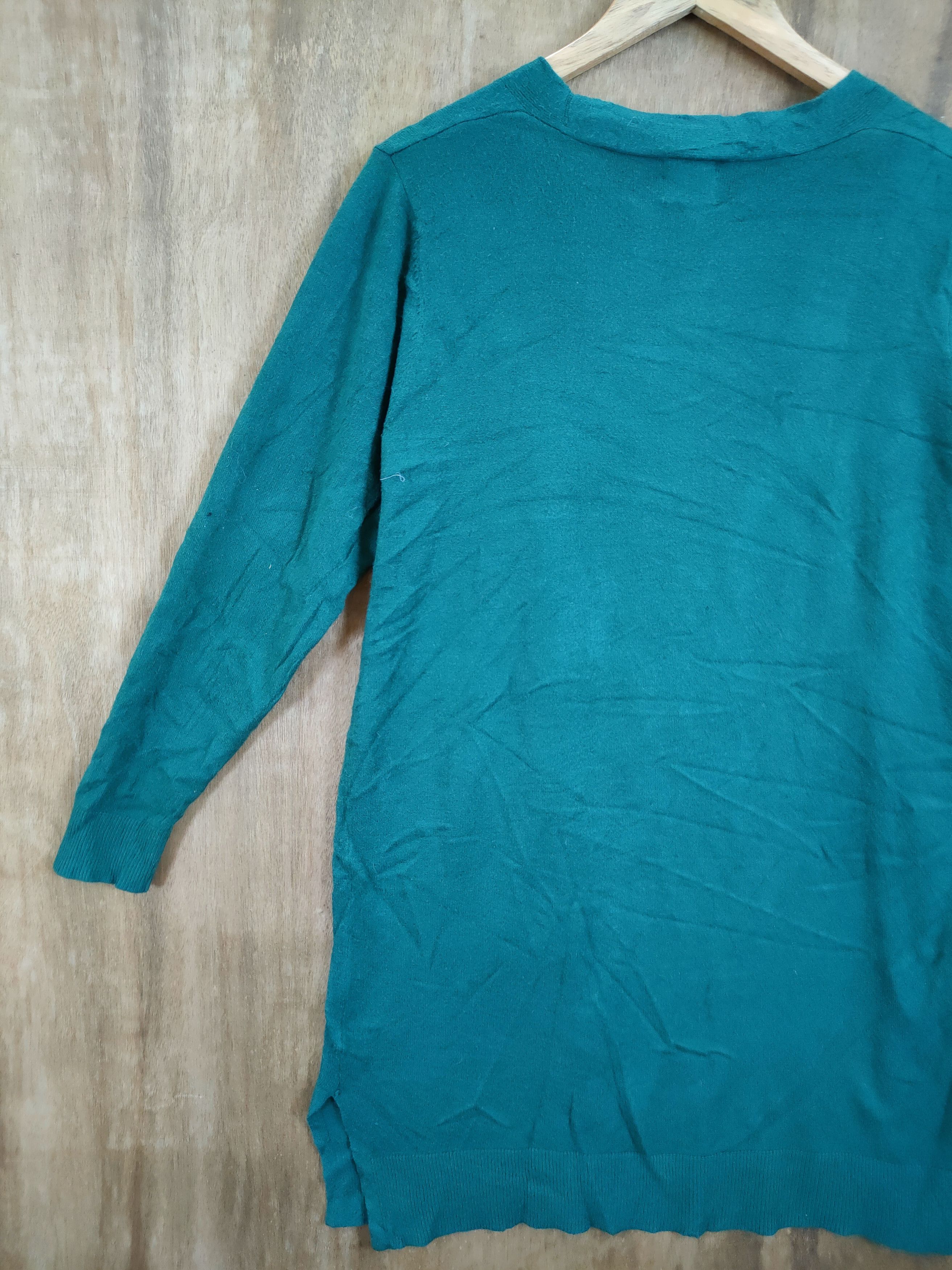 Japanese Brand D Cascata Long cardigan knitwear green #46-944 Size US M / EU 48-50 / 2 - 8 Thumbnail