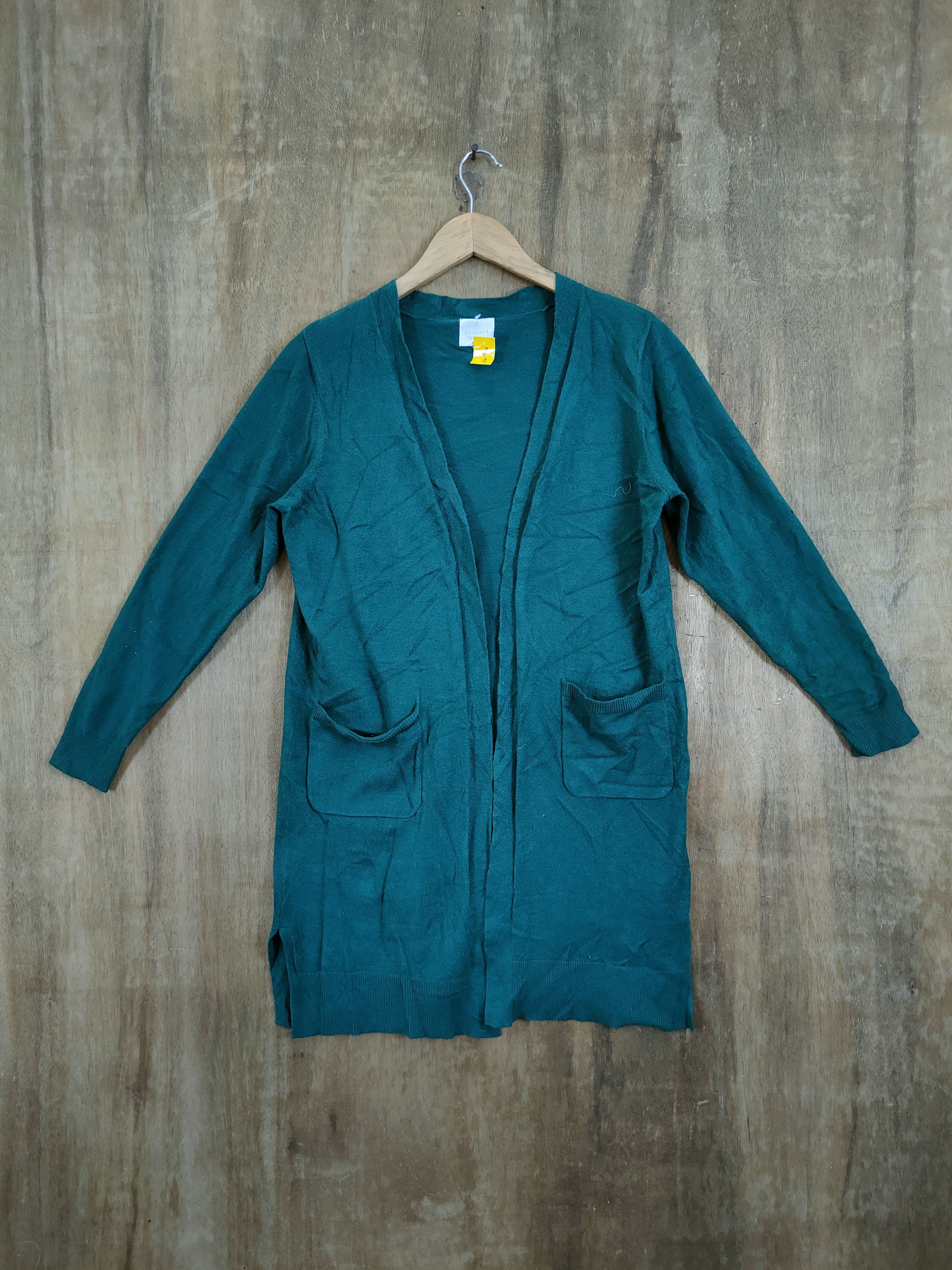 Japanese Brand D Cascata Long cardigan knitwear green #46-944 Size US M / EU 48-50 / 2 - 1 Thumbnail
