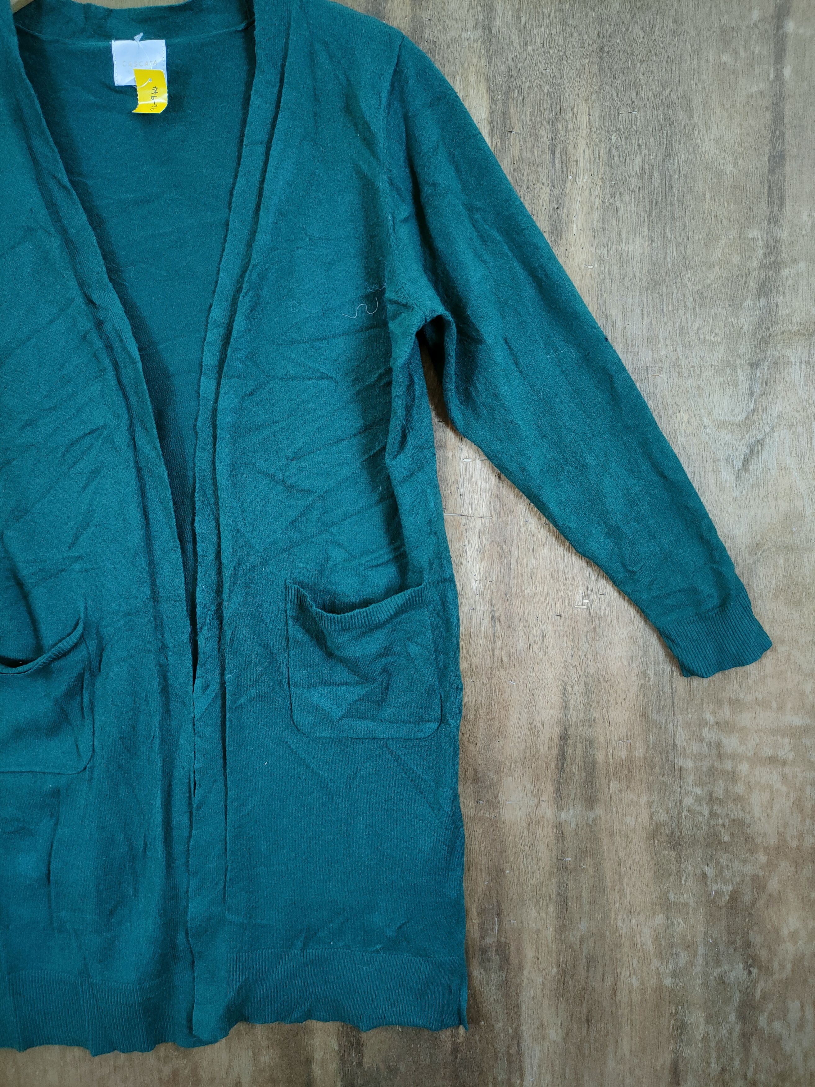 Japanese Brand D Cascata Long cardigan knitwear green #46-944 Size US M / EU 48-50 / 2 - 3 Thumbnail